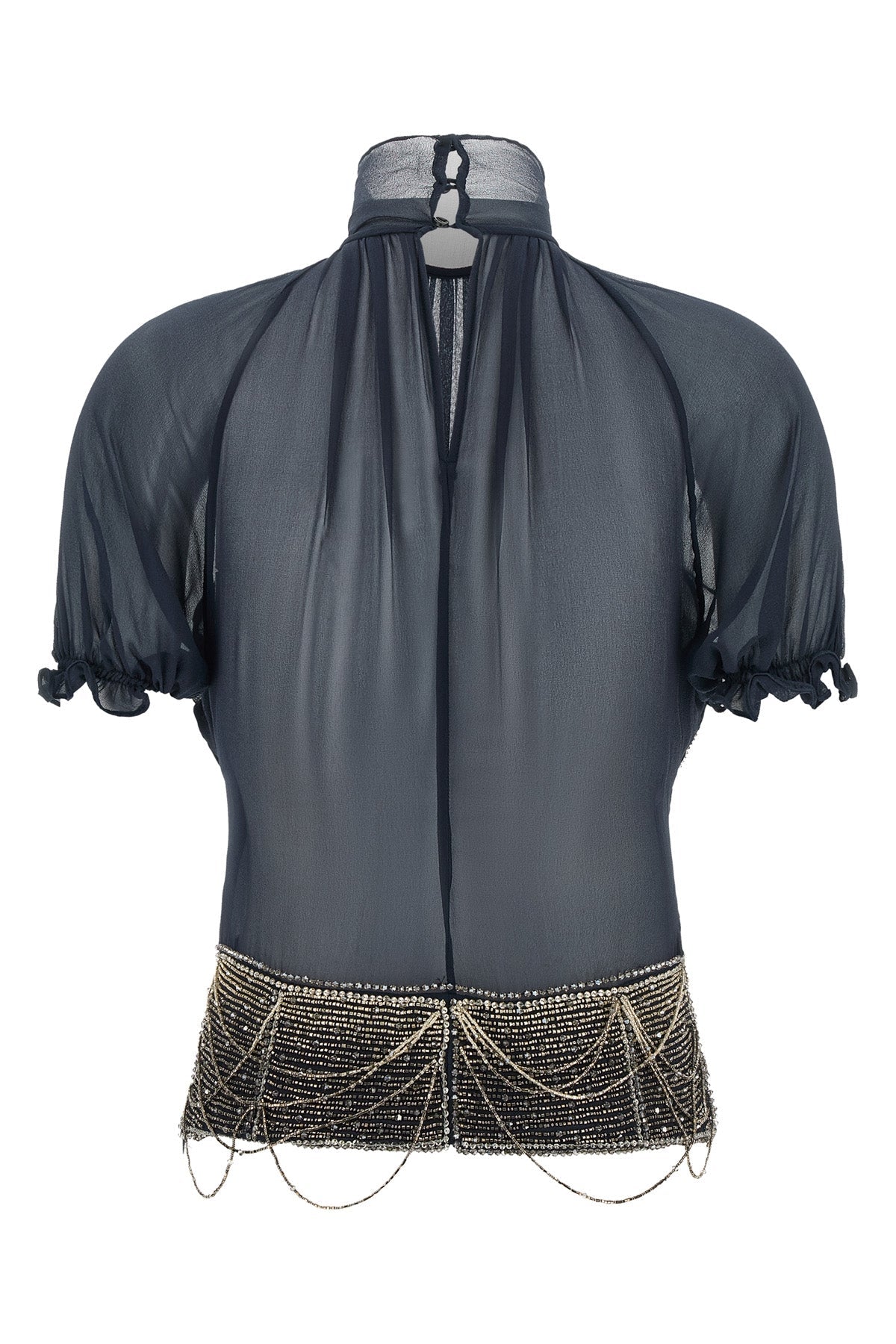 THE ATTICO Silk top with jewel embroidery