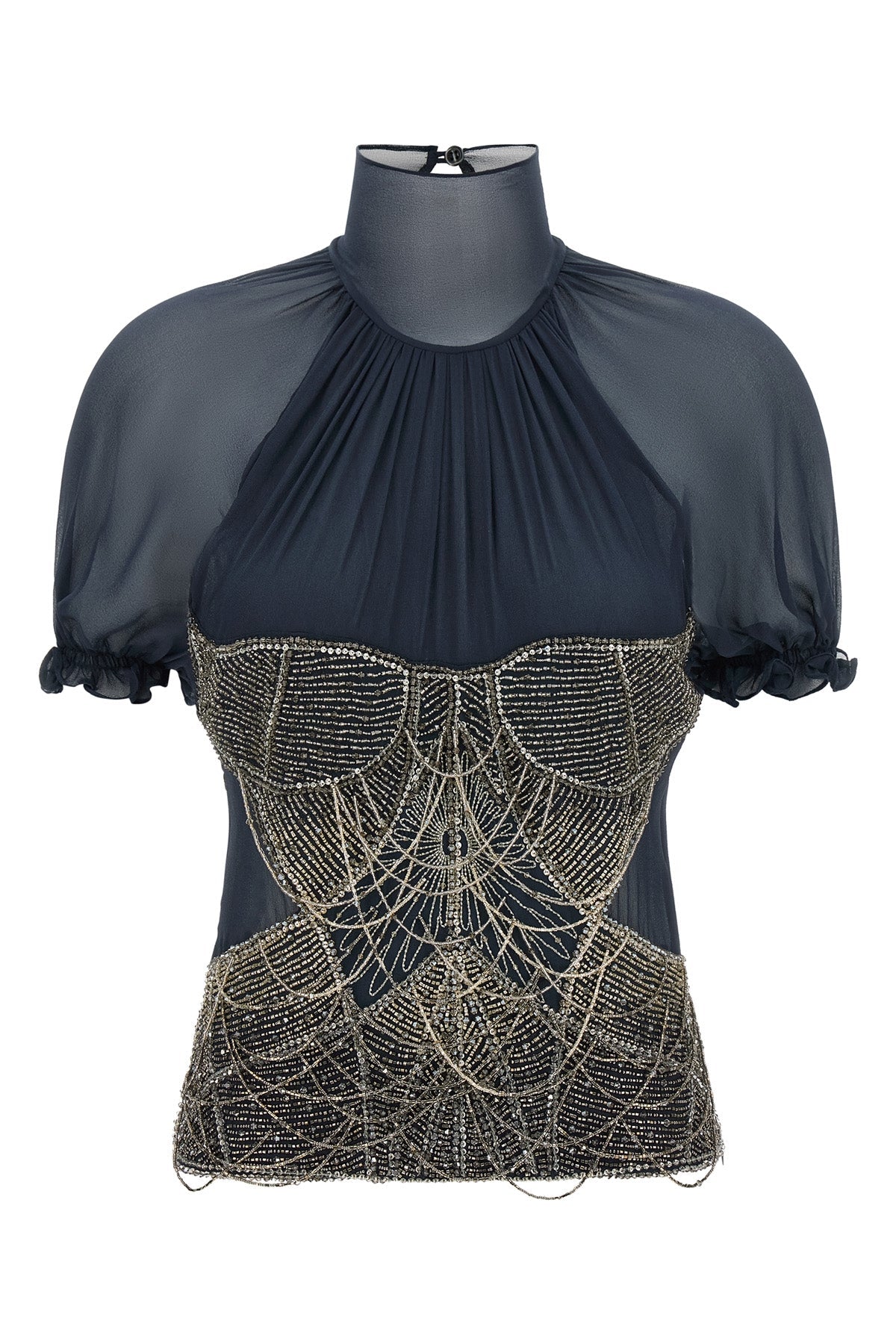 THE ATTICO Silk top with jewel embroidery