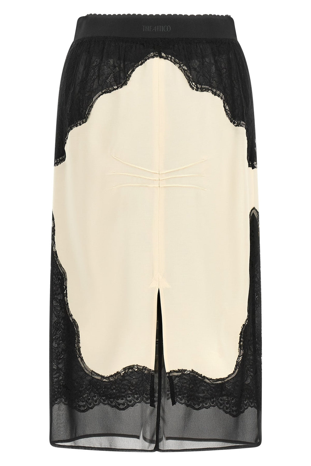 THE ATTICO Midi Skirt with Scalloped Lace Panels