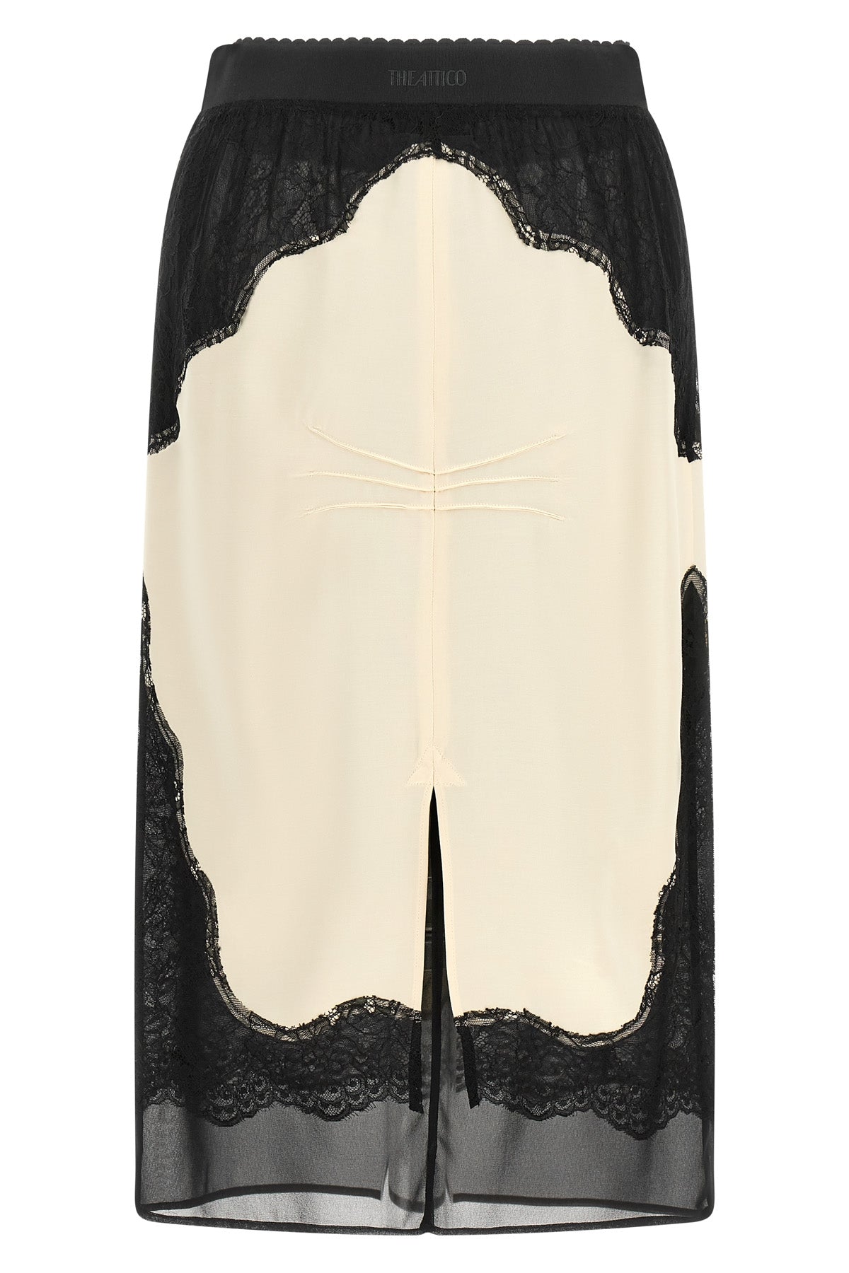 THE ATTICO Midi Skirt with Scalloped Lace Panels