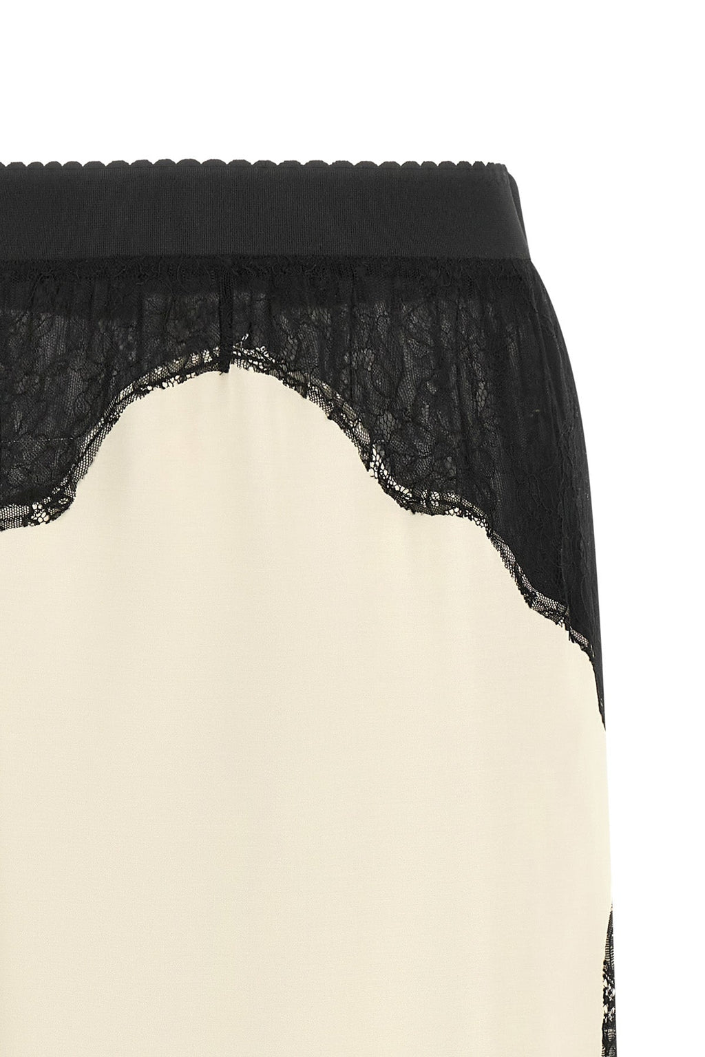 THE ATTICO Midi Skirt with Scalloped Lace Panels