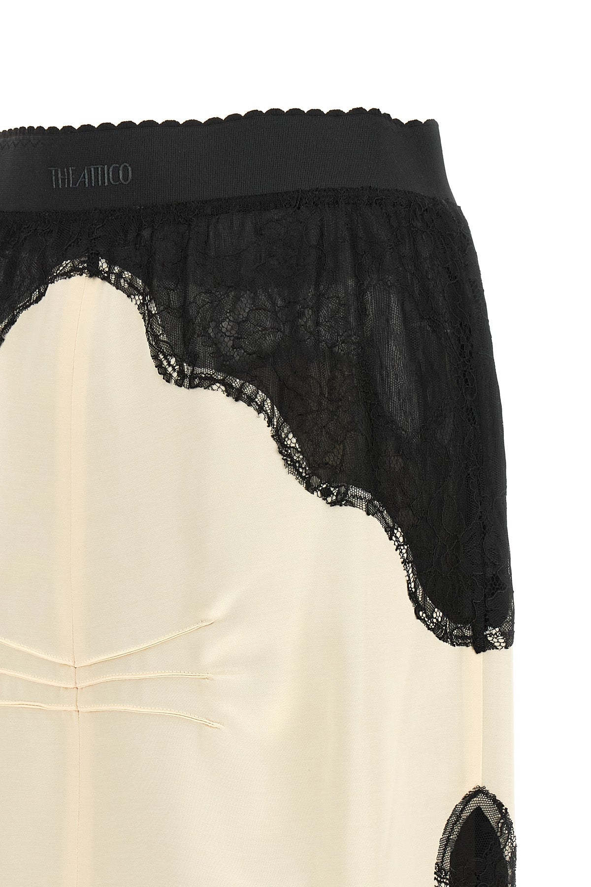 THE ATTICO Midi Skirt with Scalloped Lace Panels
