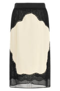 THE ATTICO Midi Skirt with Scalloped Lace Panels
