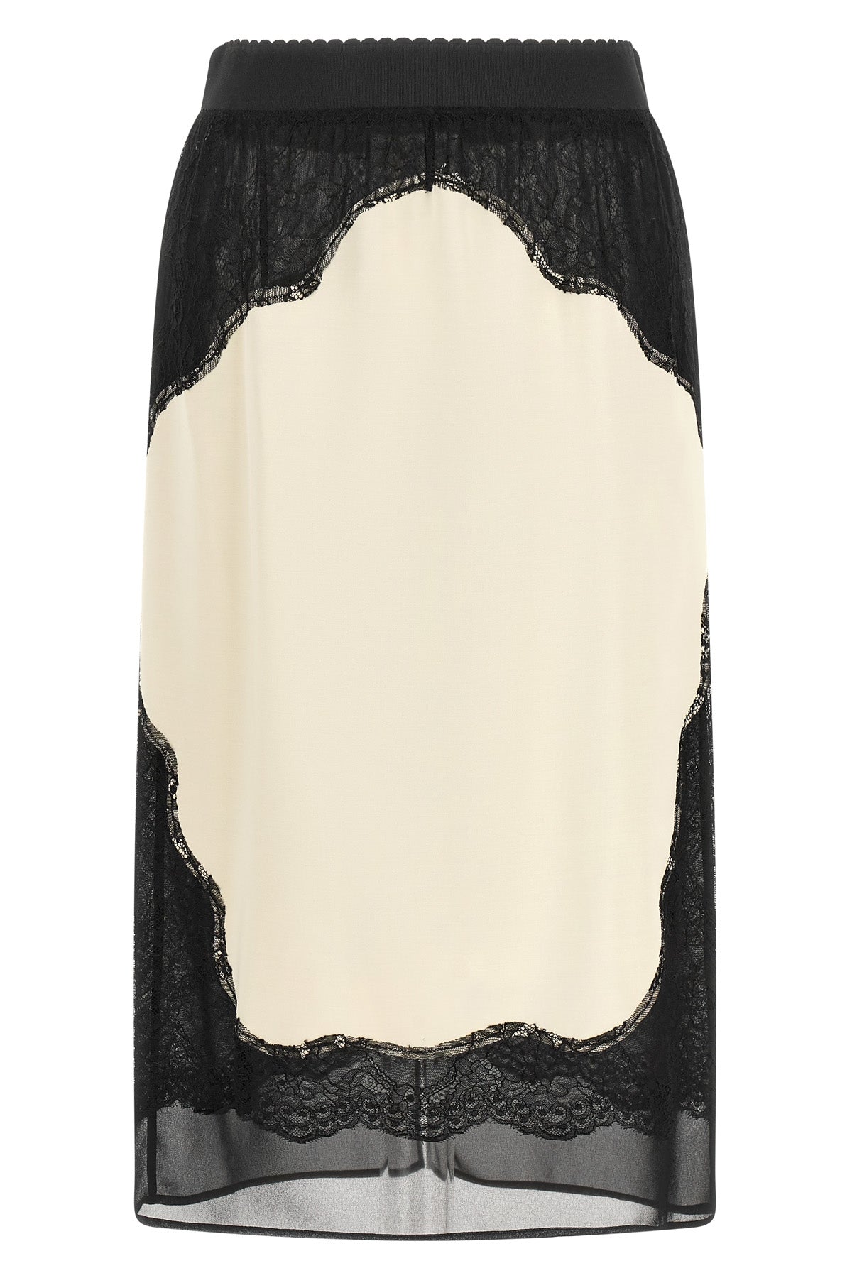 THE ATTICO Midi Skirt with Scalloped Lace Panels