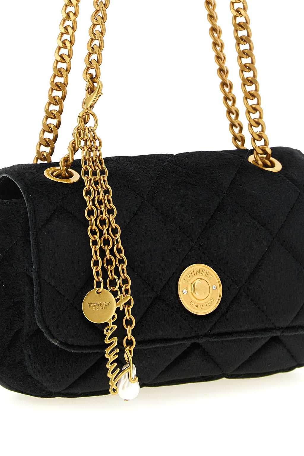 Twinset Quilted Shoulder Bag with Chain Strap