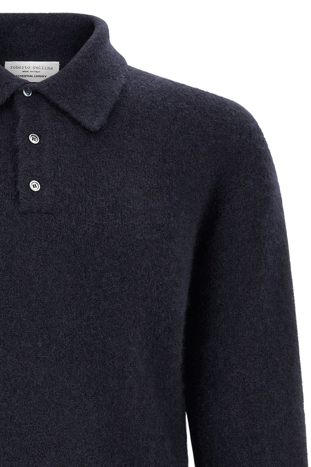 Roberto Collina Long-Sleeved Polo with Brushed Finish