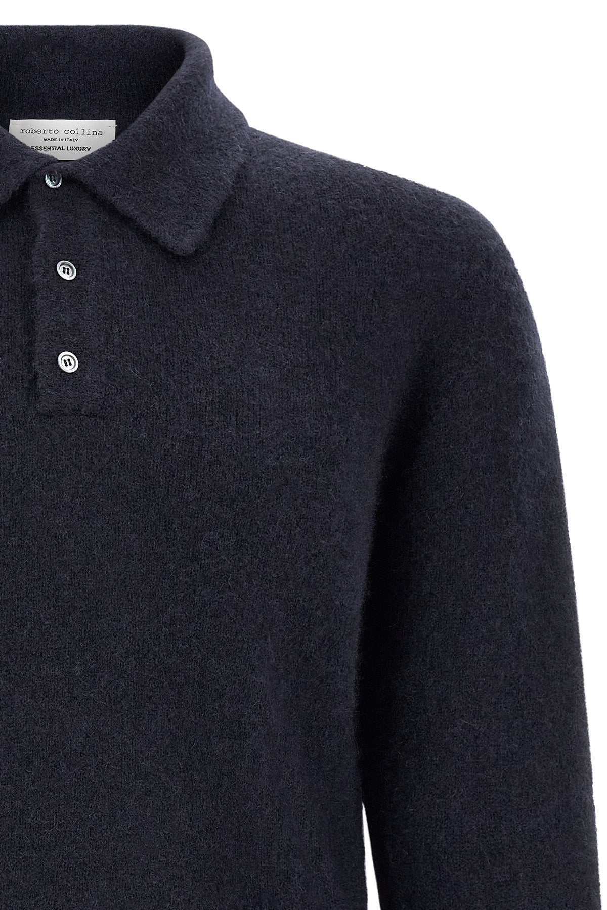 Roberto Collina Long-Sleeved Polo with Brushed Finish