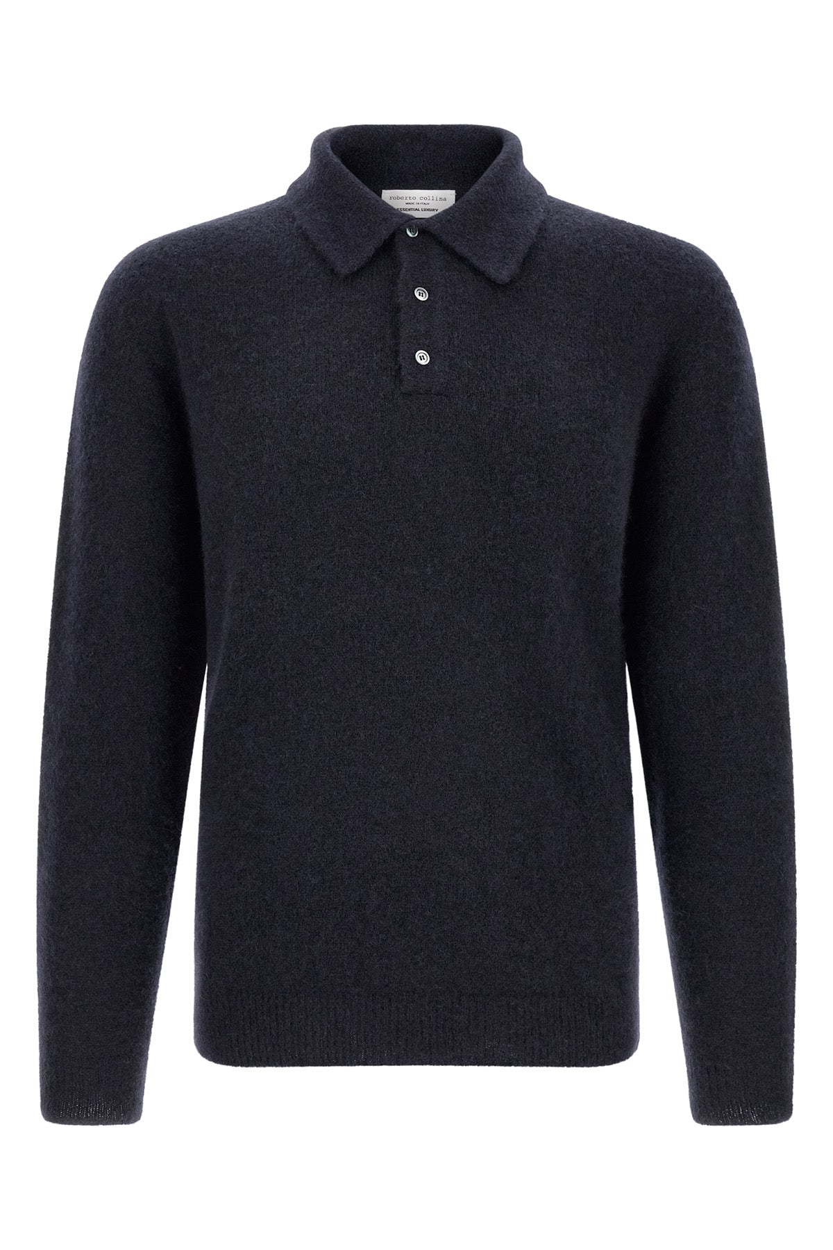 Roberto Collina Long-Sleeved Polo with Brushed Finish