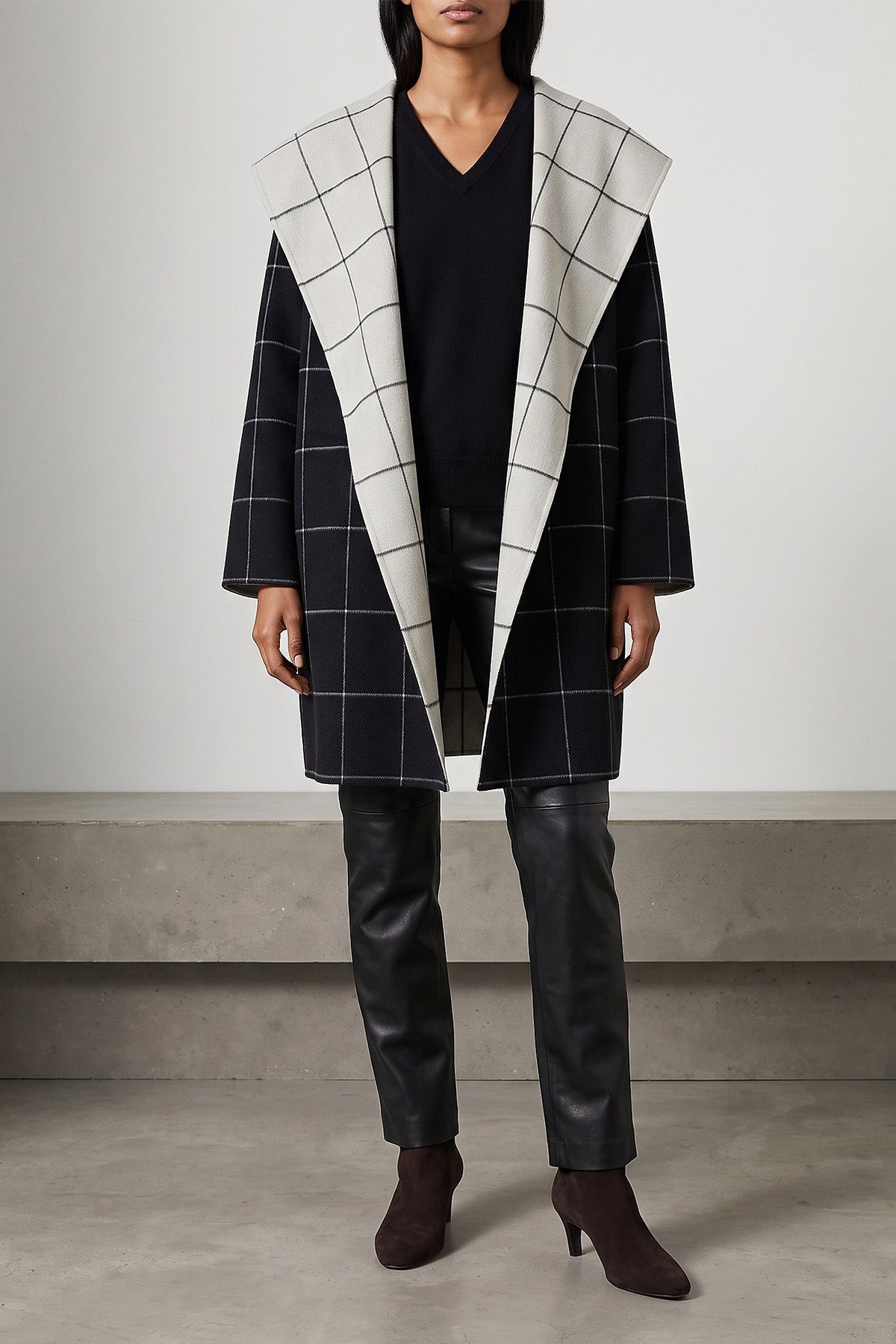 Reversible 'Windowpane Hoodie' Coat