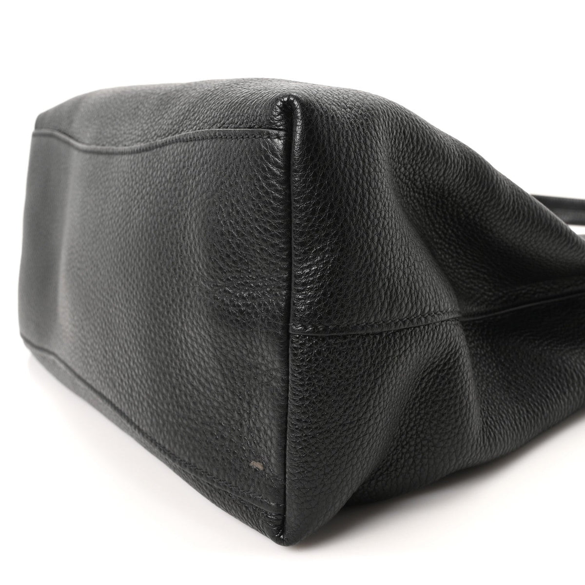 Vitello Phenix Embossed Logo Hobo Black