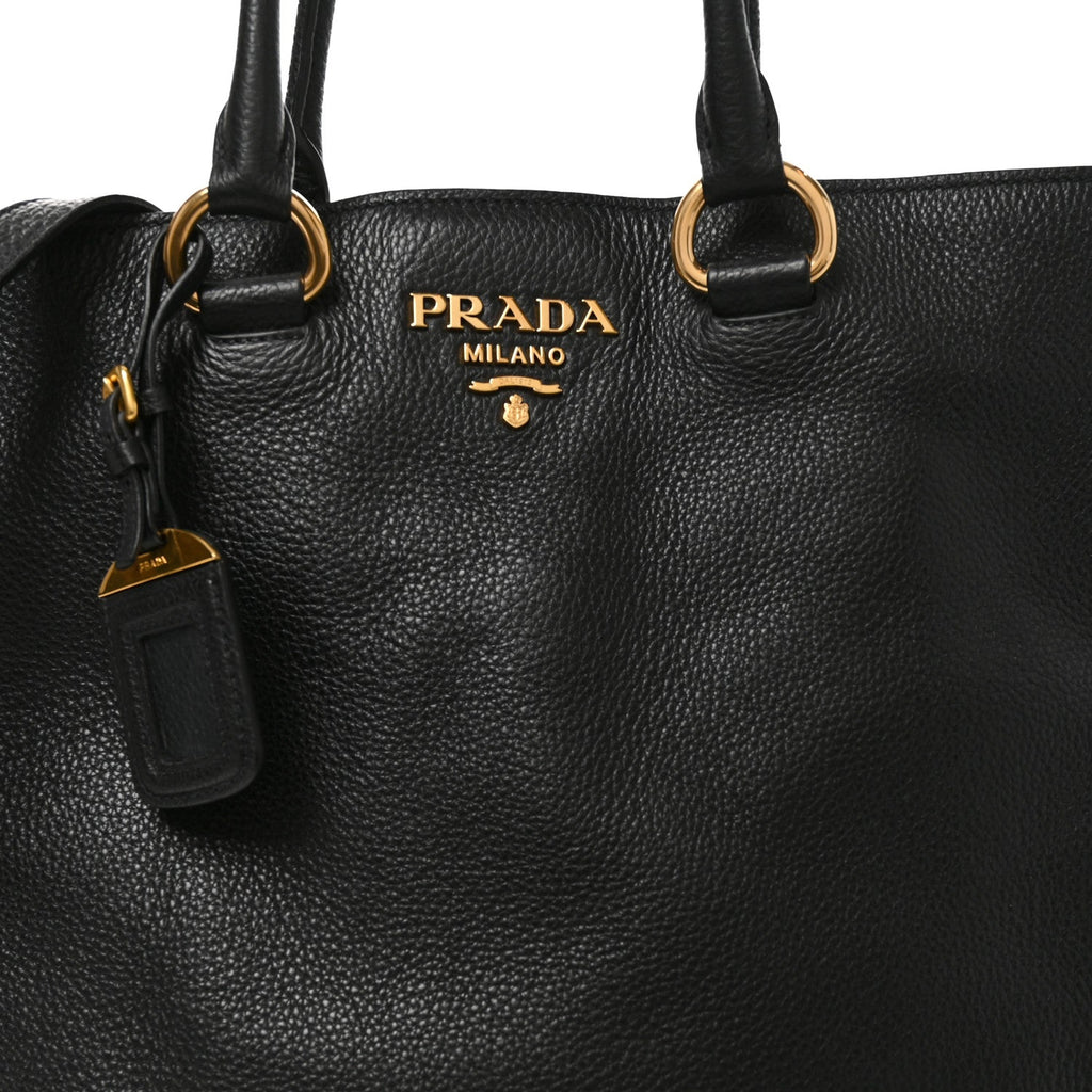Vitello Daino Shopping Tote Black