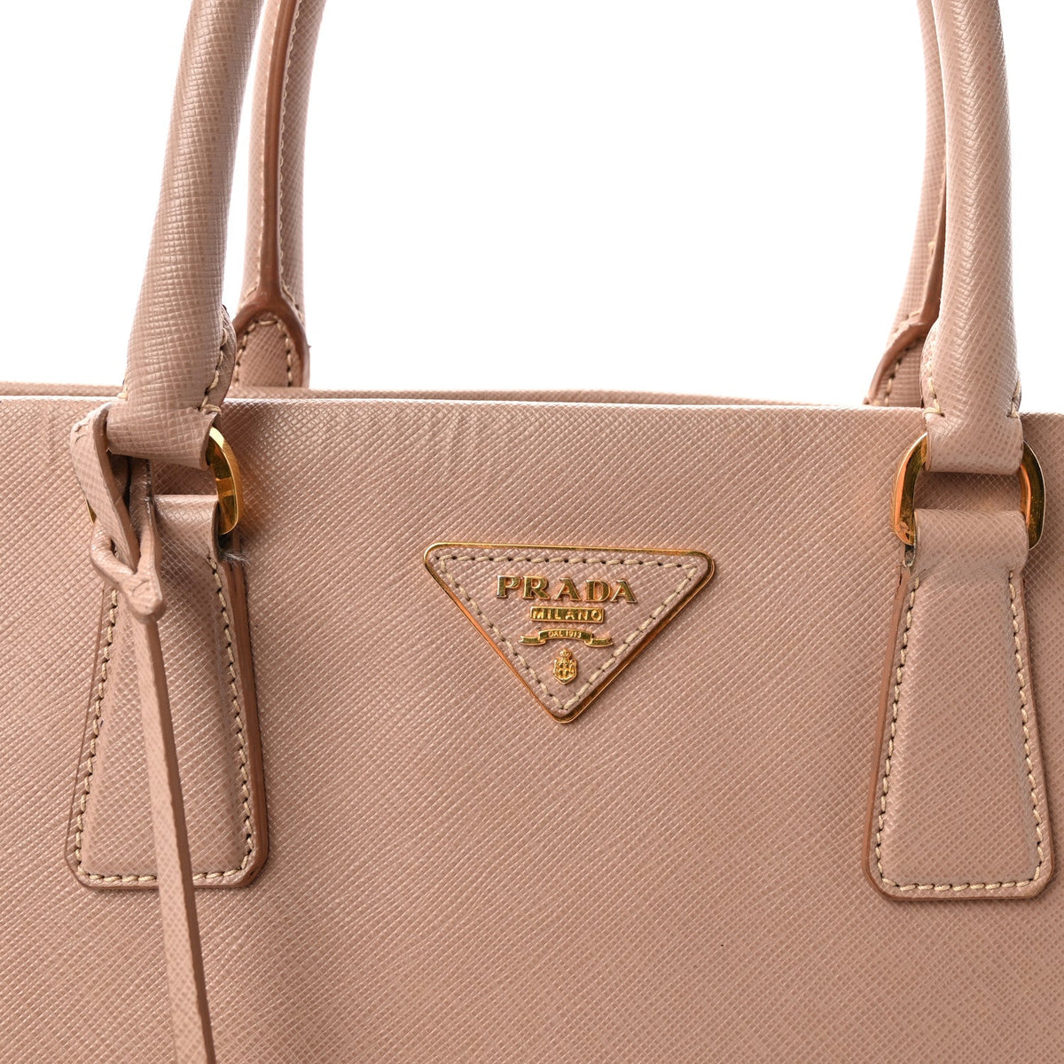 Saffiano Soft Calfskin Double Handle Satchel Cipria