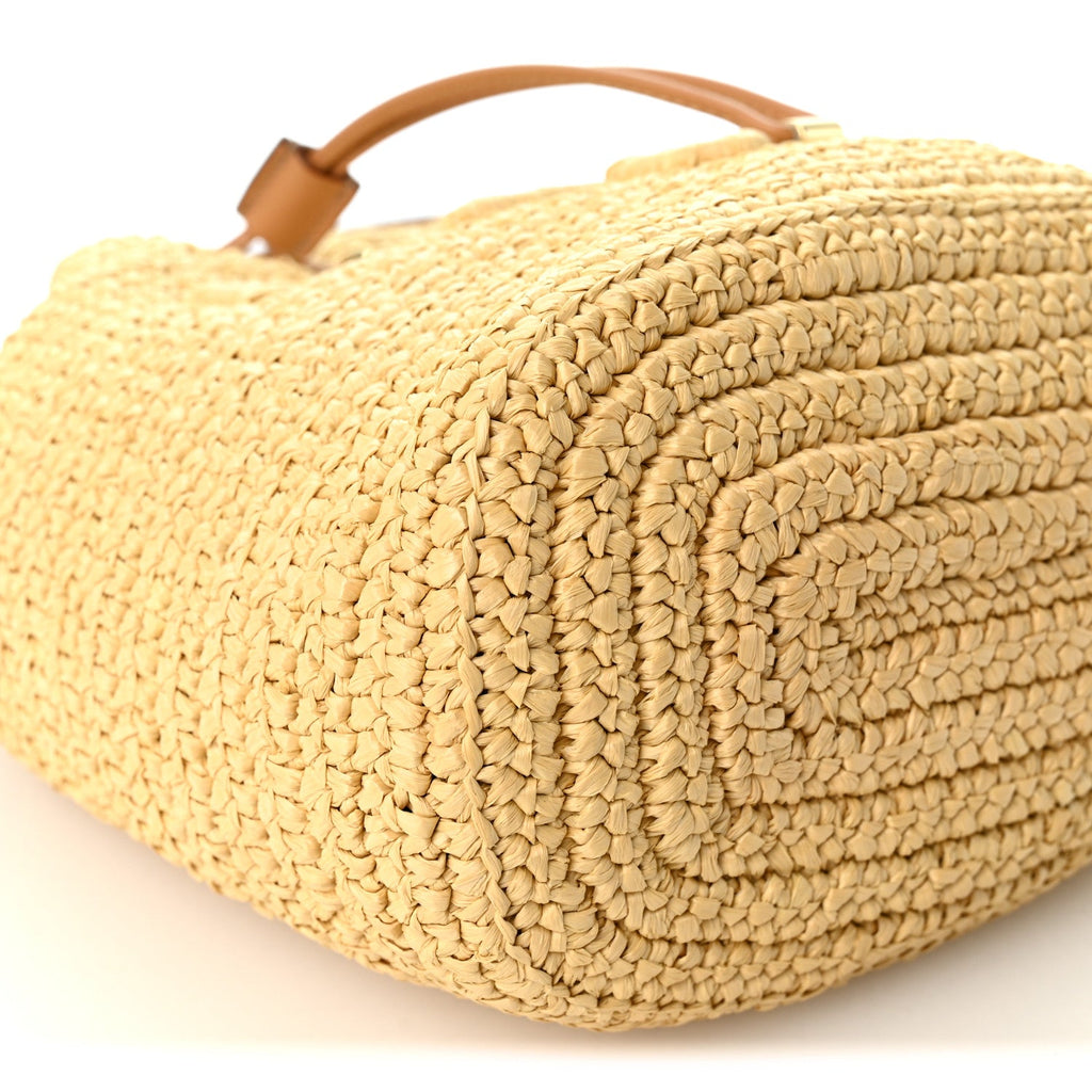 Yarn Raffia Effect Crochet Small Bucket Bag Naturale