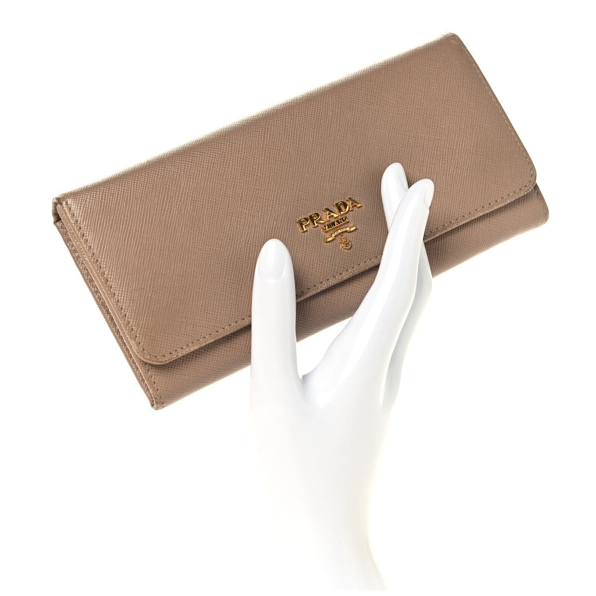Saffiano Metal Continental Flap Wallet Cammeo