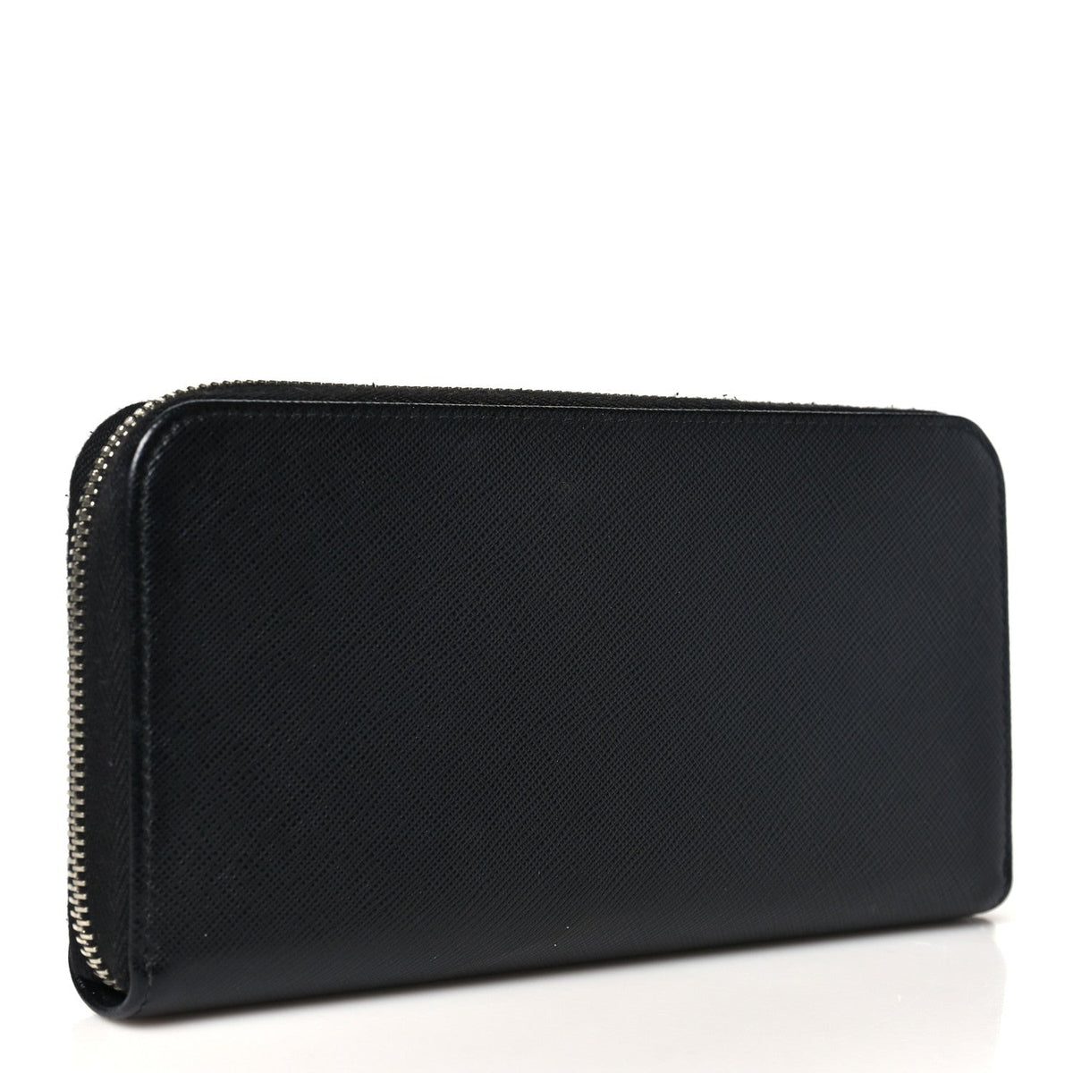 Saffiano Triangle Zip Wallet Black