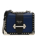 City Calf Saffiano Studded Cahier Bag Blue Black