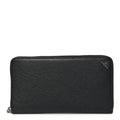 Saffiano Metal Large Zip Around Travel Wallet Black