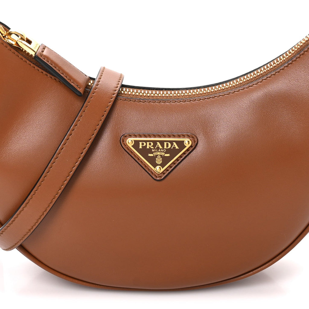 Soft Calfskin Arque Shoulder Bag Cognac