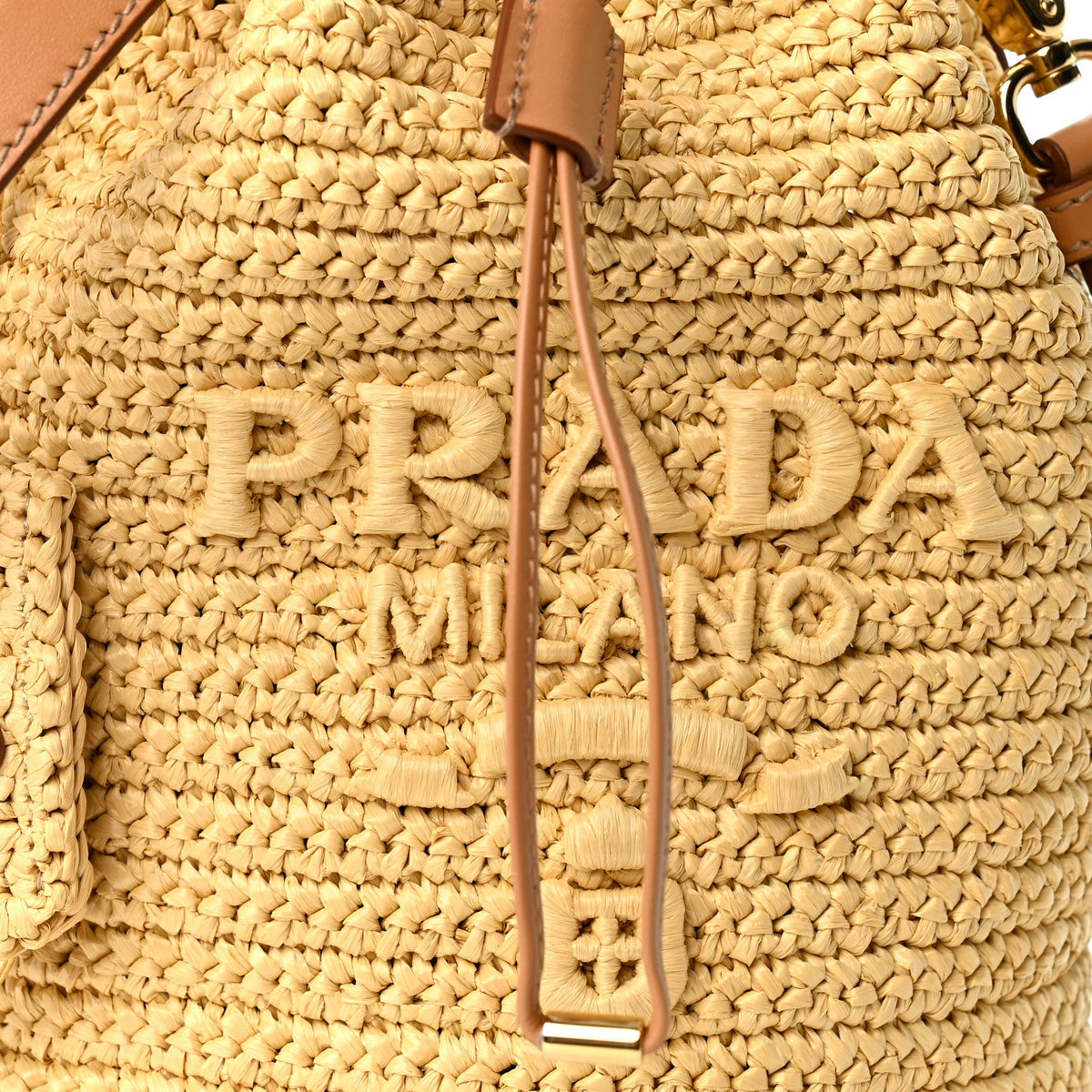 Yarn Raffia Effect Crochet Small Bucket Bag Naturale