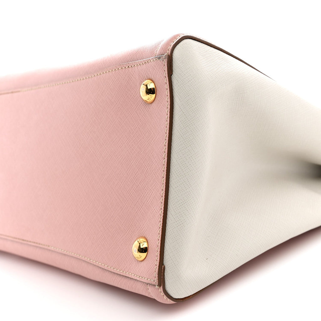 Saffiano Lux Medium Bi-Color Tote Orchidea Talco
