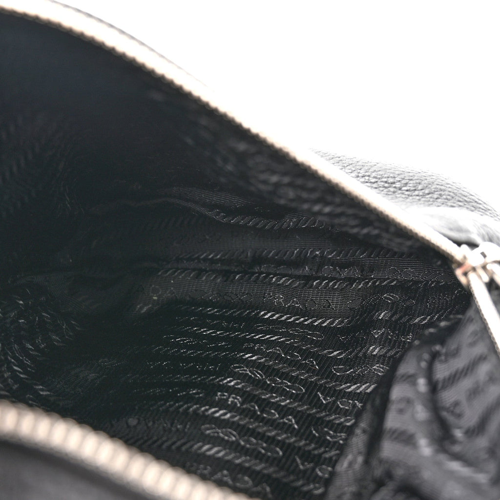 Vitello Daino Logo Embossed Cross Sling Backpack Black