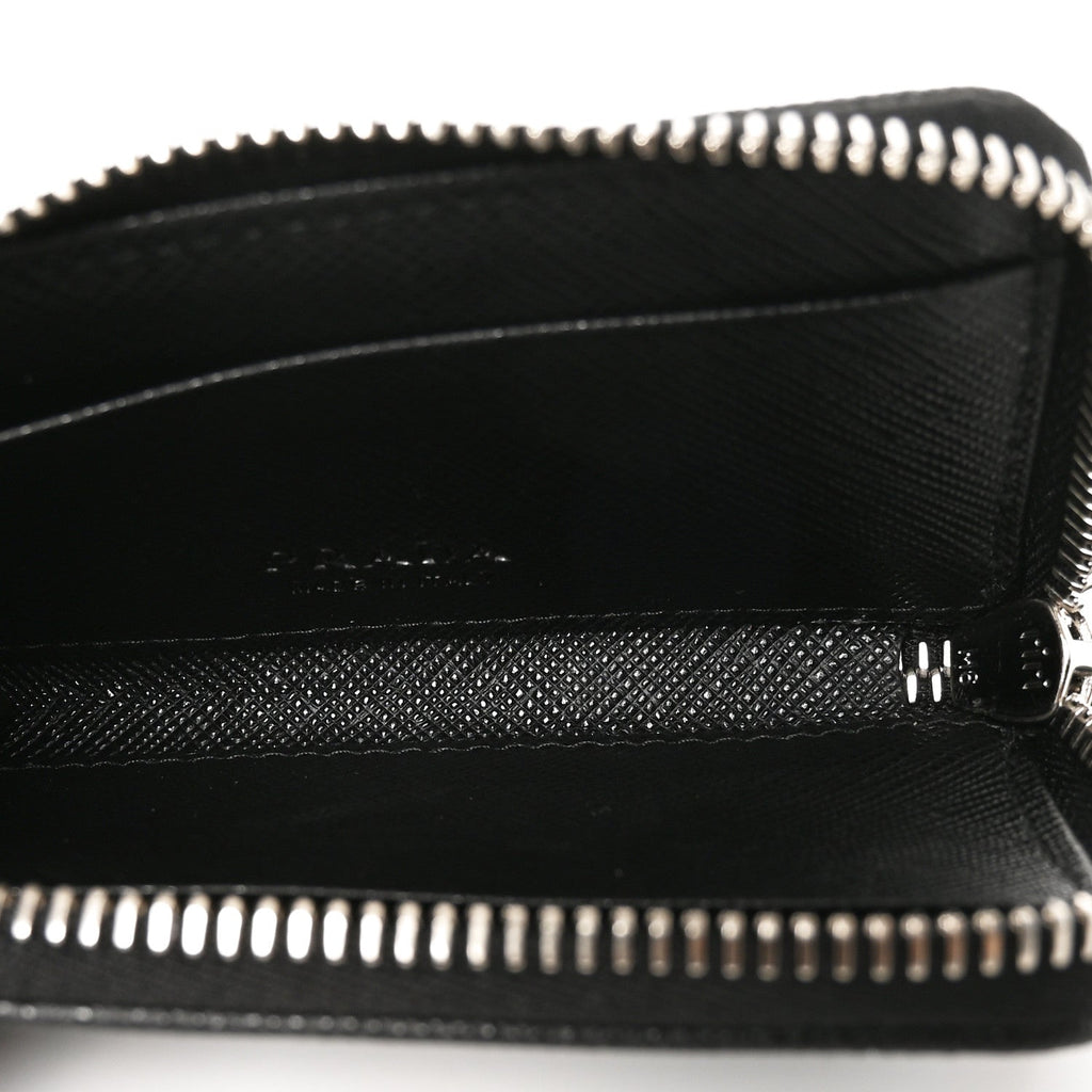 Saffiano Metal Triangle Mini Travel Pouch With Keychain Black
