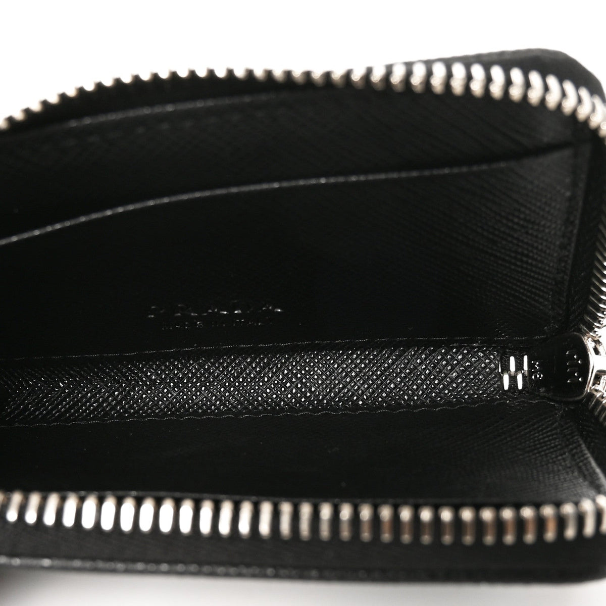 Saffiano Metal Triangle Mini Travel Pouch With Keychain Black