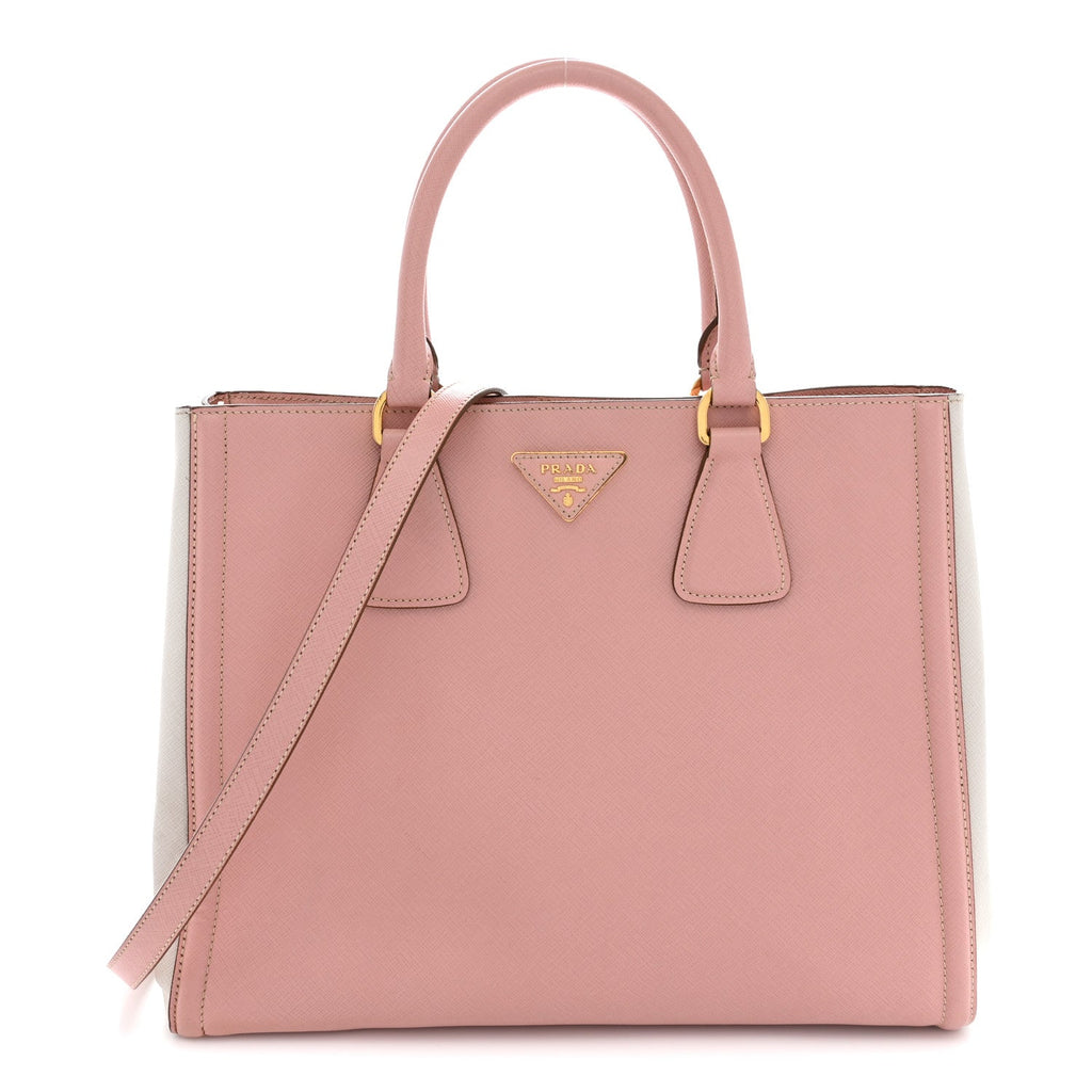 Saffiano Lux Medium Bi-Color Tote Orchidea Talco