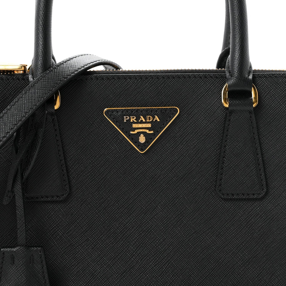 Saffiano Medium Galleria Double Zip Tote Black