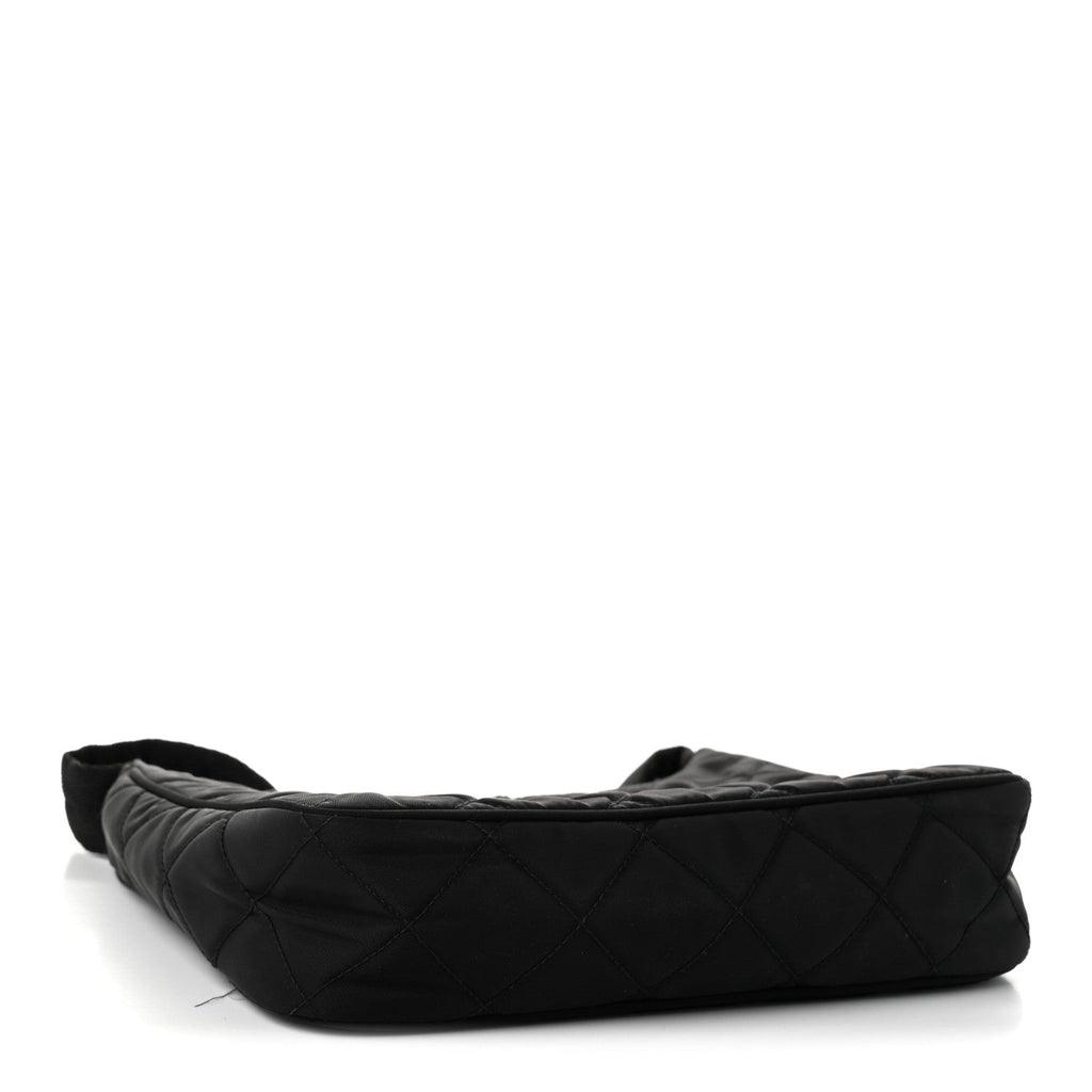 Tessuto Nylon Stitched Shoulder Bag Black