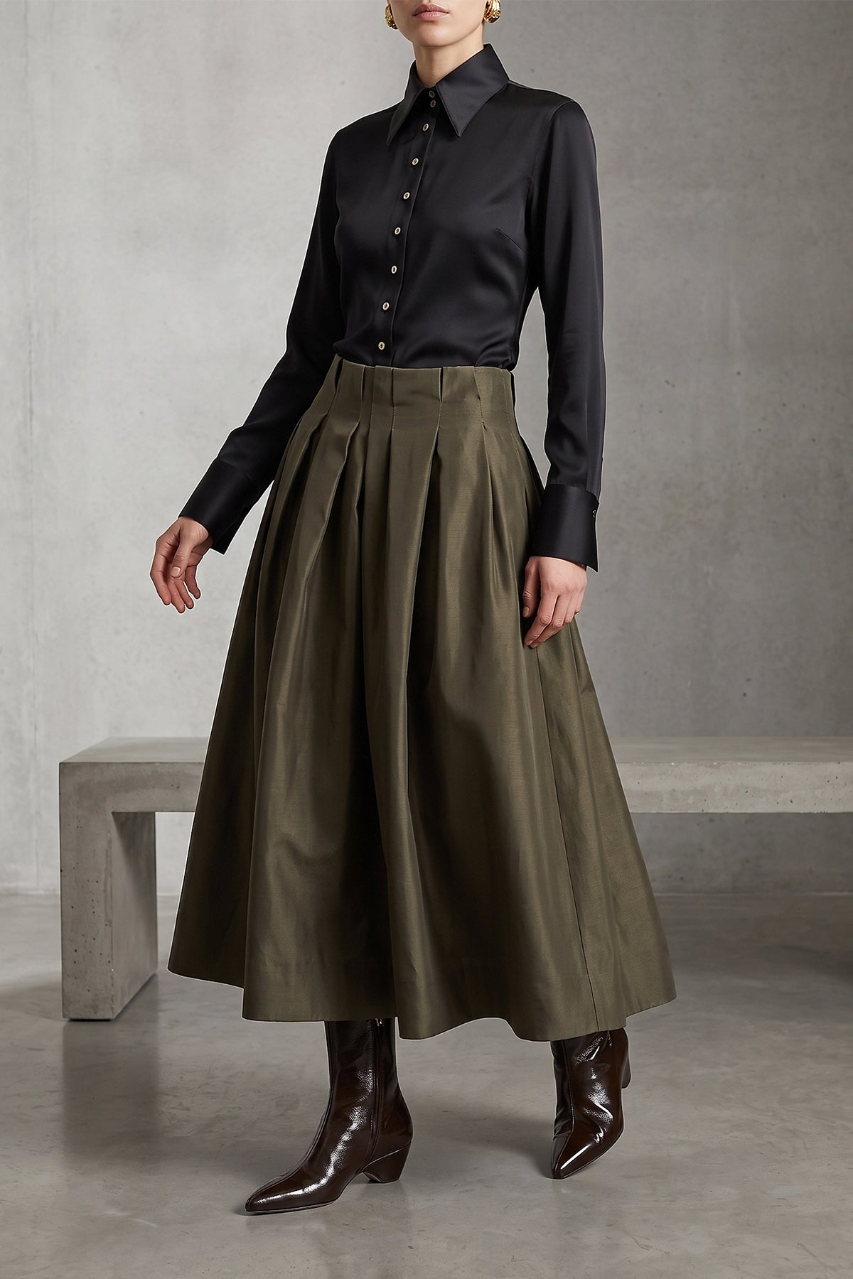 KHAITE Astrid Silk Shantung Skirt