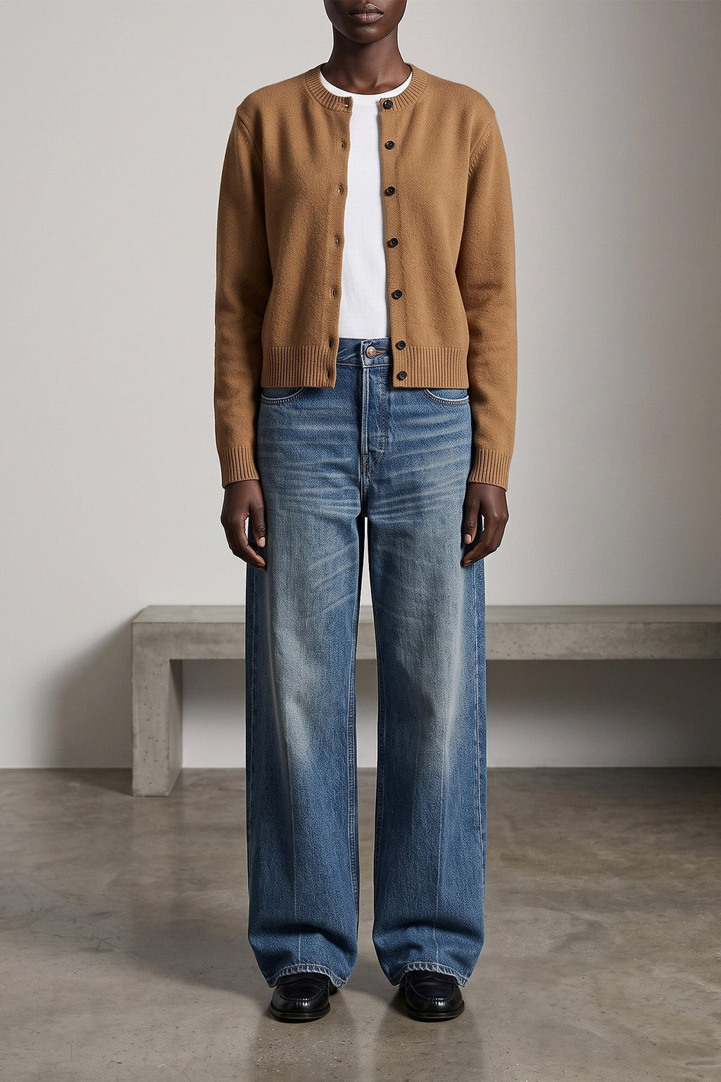 Cashmere Blend Crew-Neck Cardigan