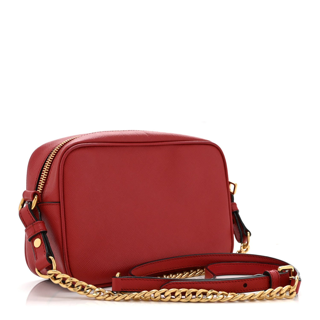 Saffiano Mini Camera Crossbody Bag Rosso