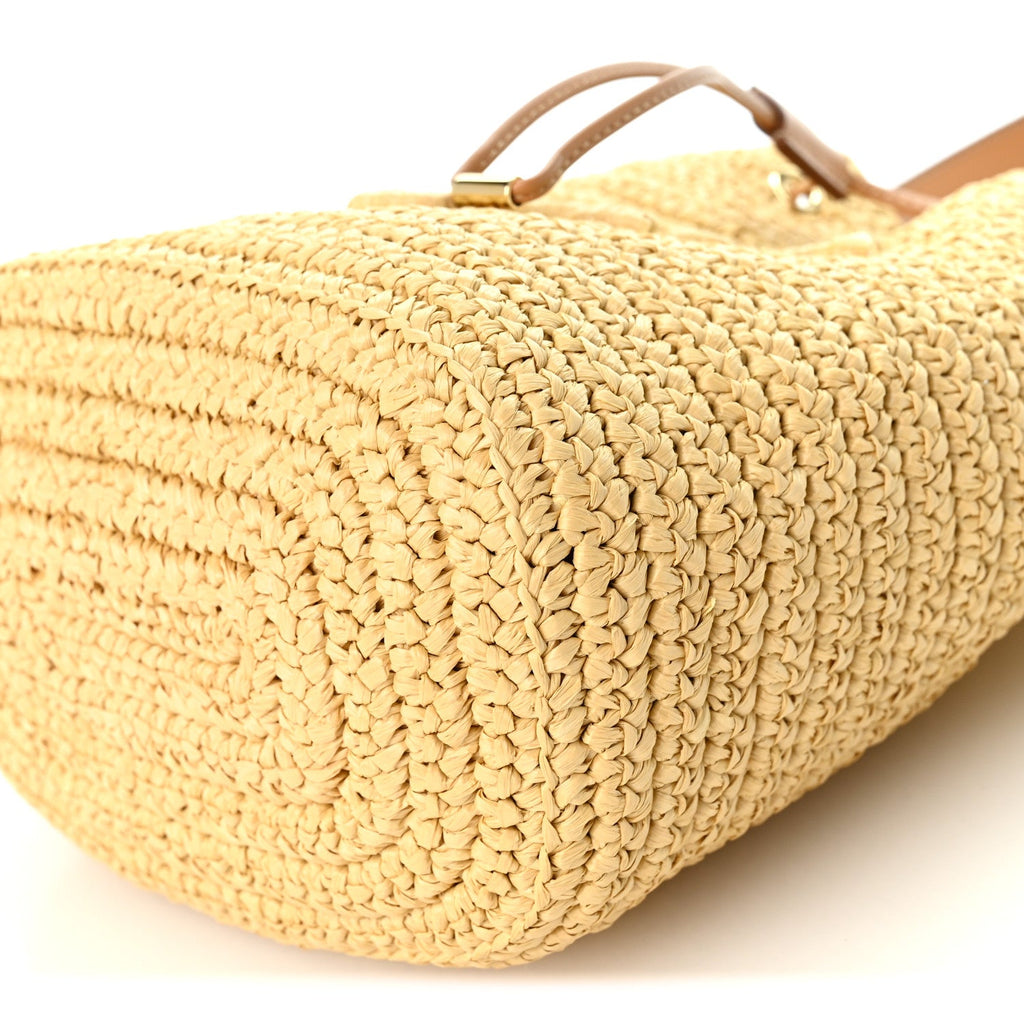 Yarn Raffia Effect Crochet Small Bucket Bag Naturale