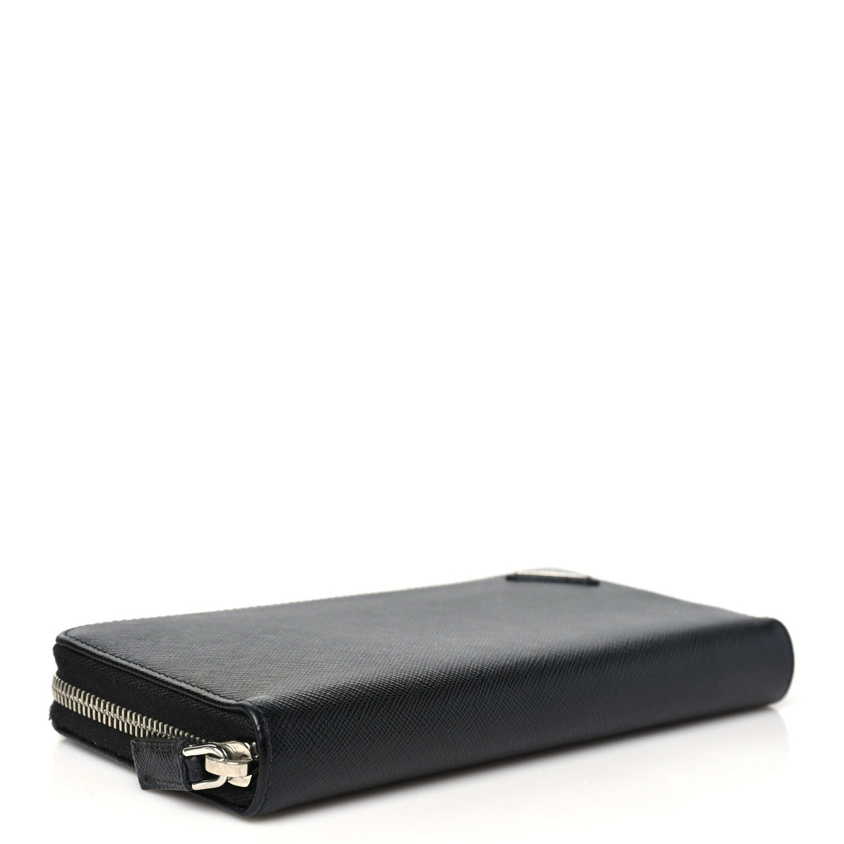 Saffiano Triangle Zip Wallet Black
