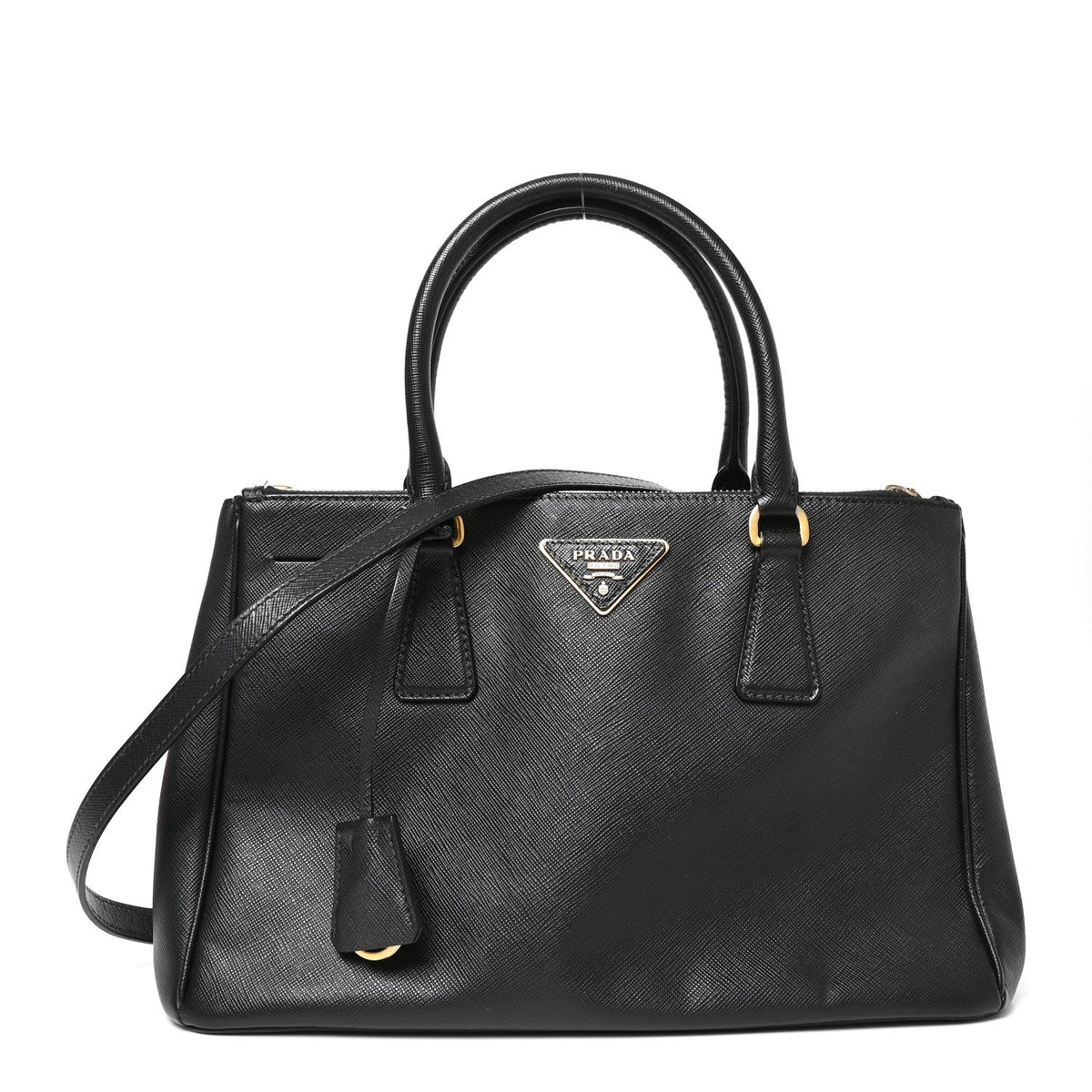 Saffiano Small Galleria Double Zip Tote Black