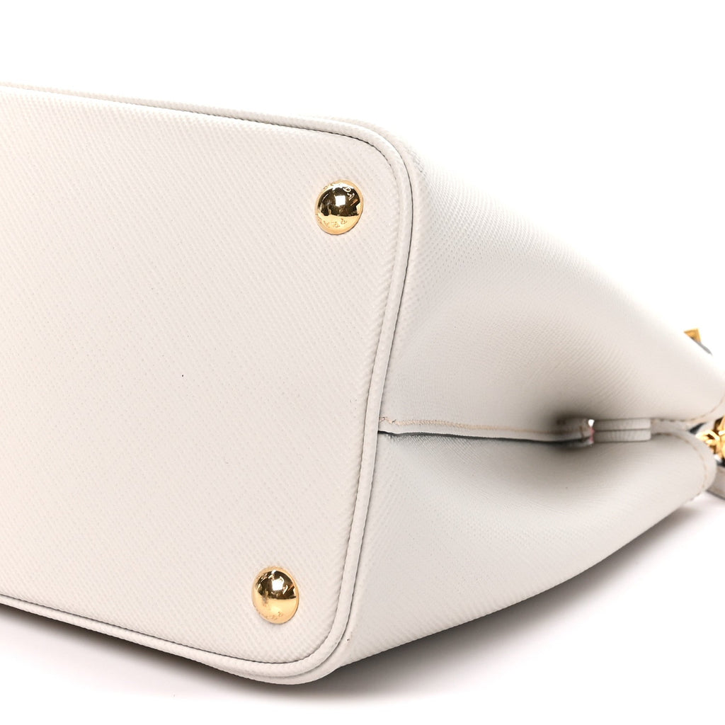 Saffiano Cuir Small Double Bag Talco Lacca