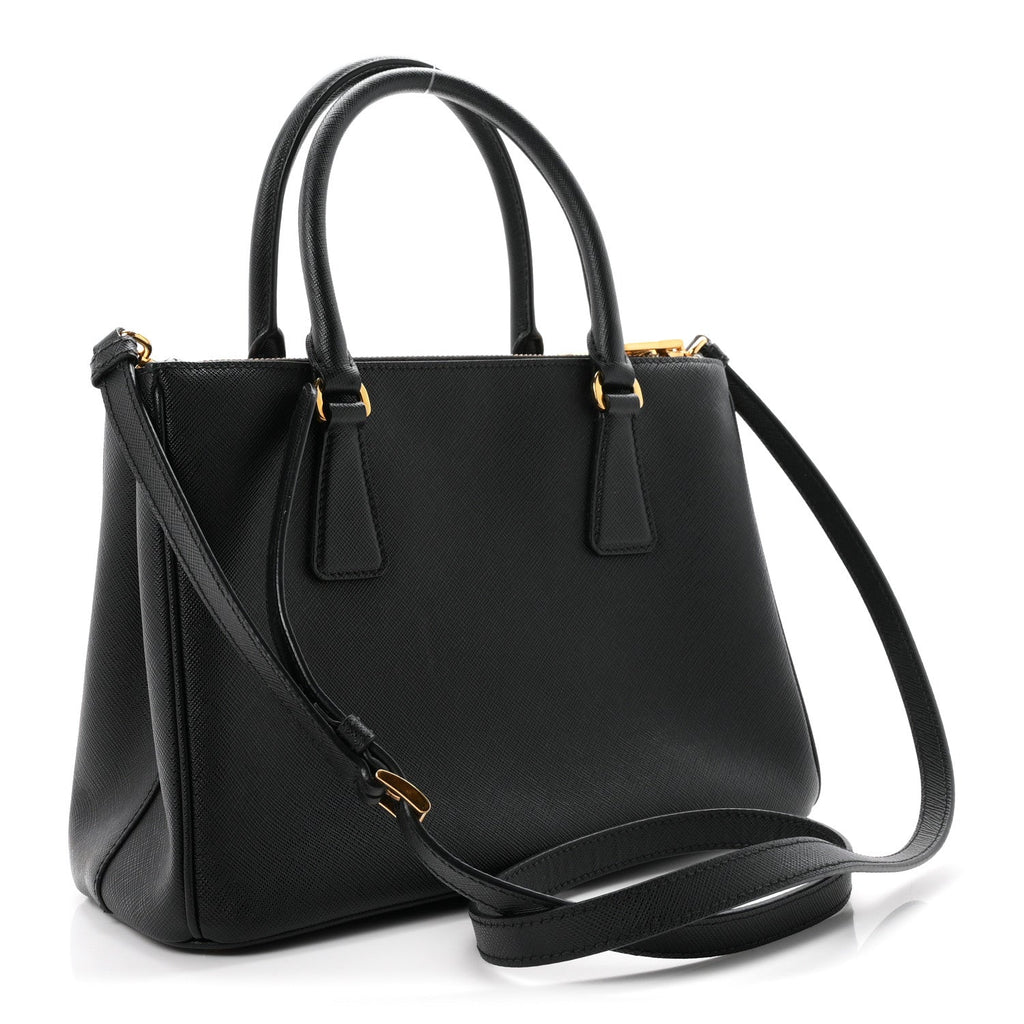 Saffiano Medium Galleria Double Zip Tote Black
