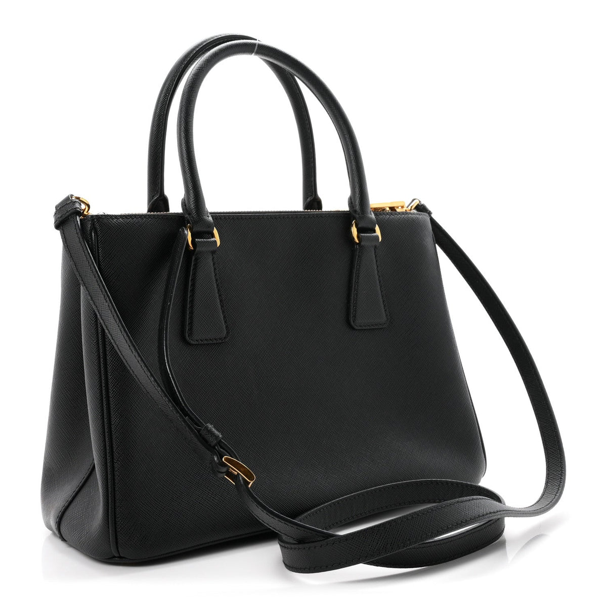Saffiano Medium Galleria Double Zip Tote Black