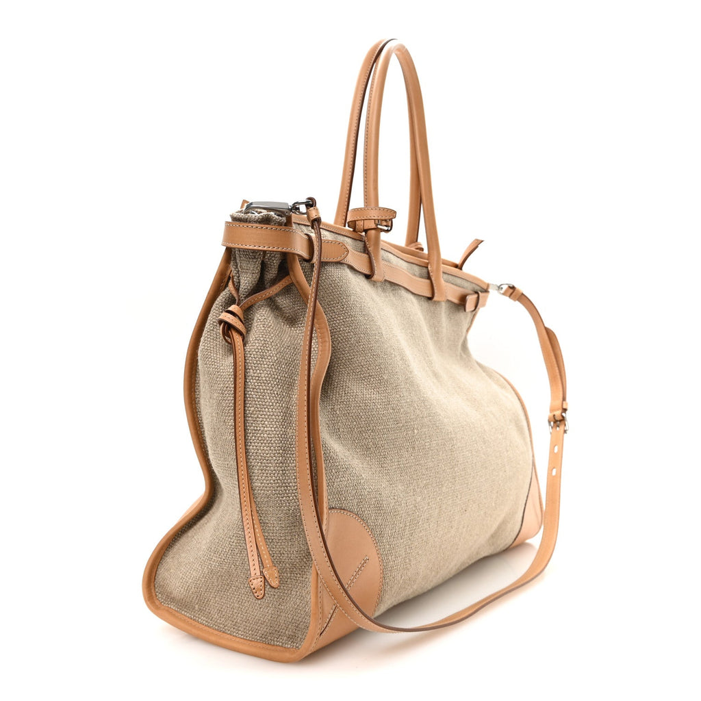 Linen Calfskin Bonnie Tote Bag Rope Natural