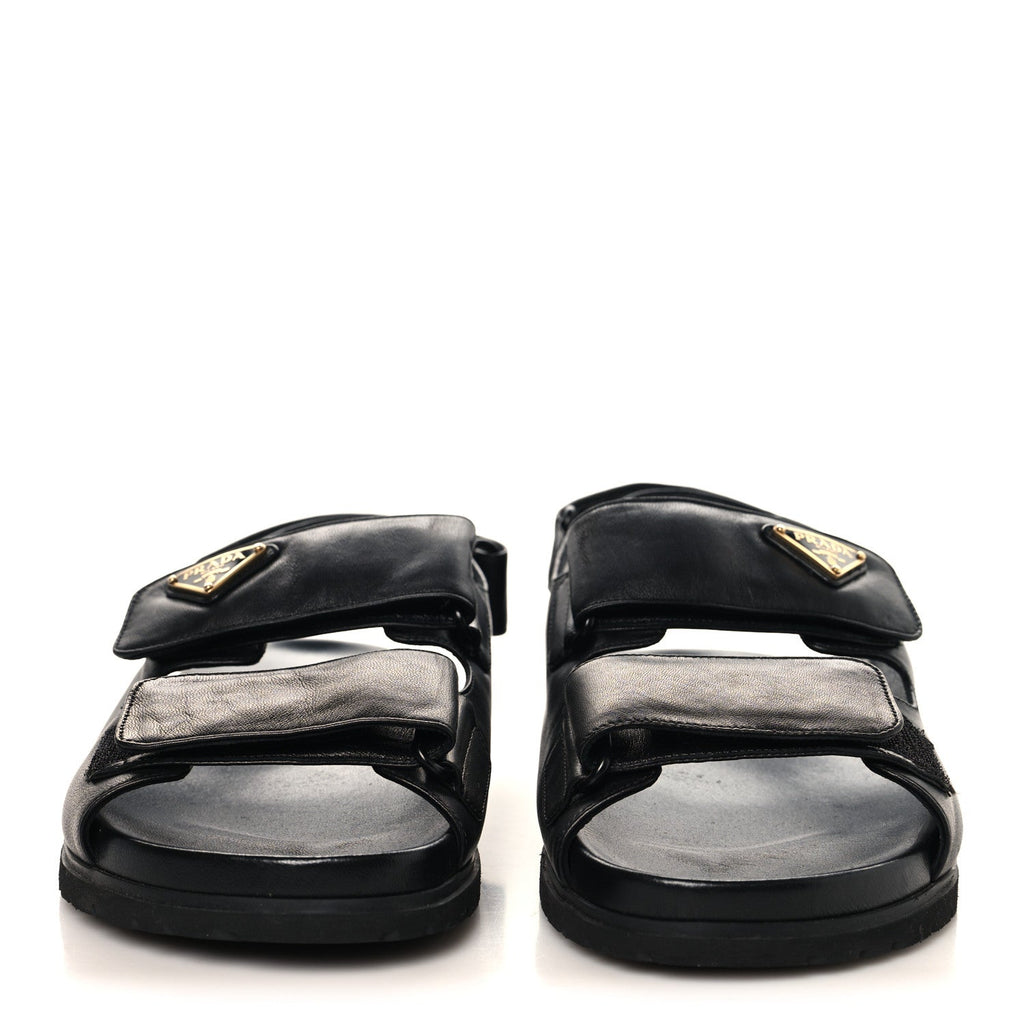 Nappa Quilted Padded Slingback Sandals 38.5 Black