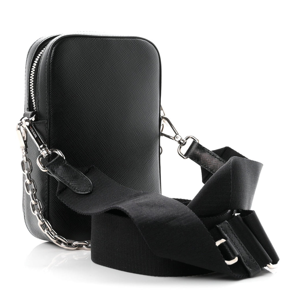 Saffiano Phone Crossbody Pouch  Black