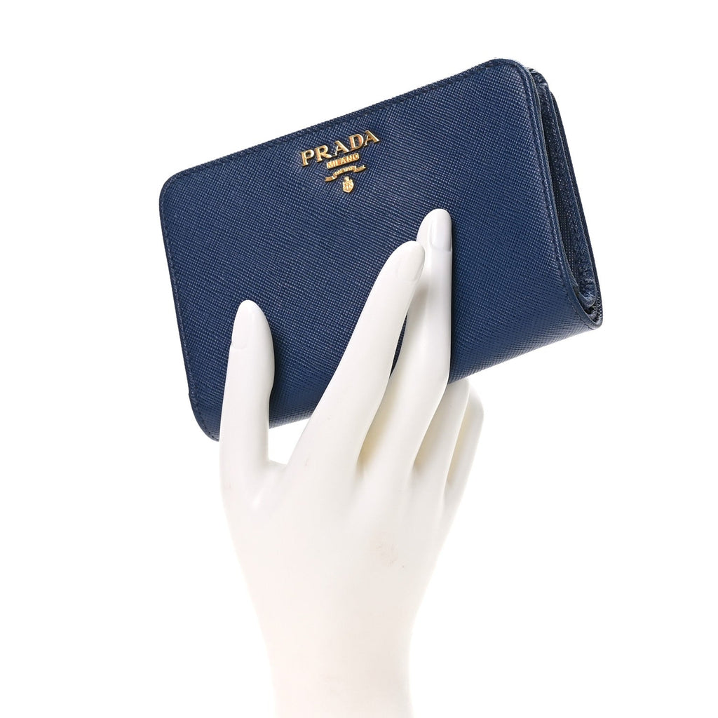 Saffiano Metal Compact Wallet Bluette