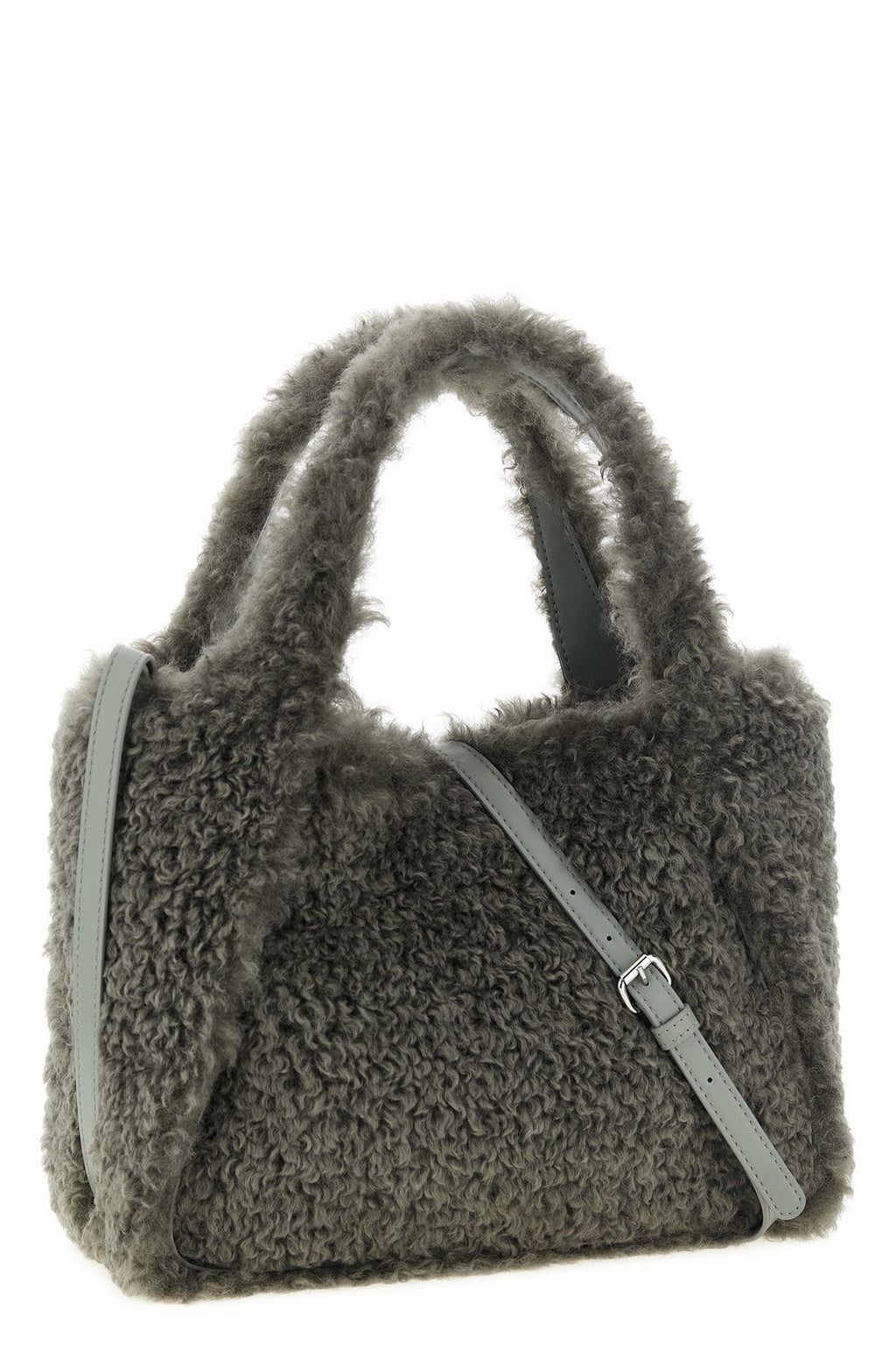 Logo Faux Shearling Tote