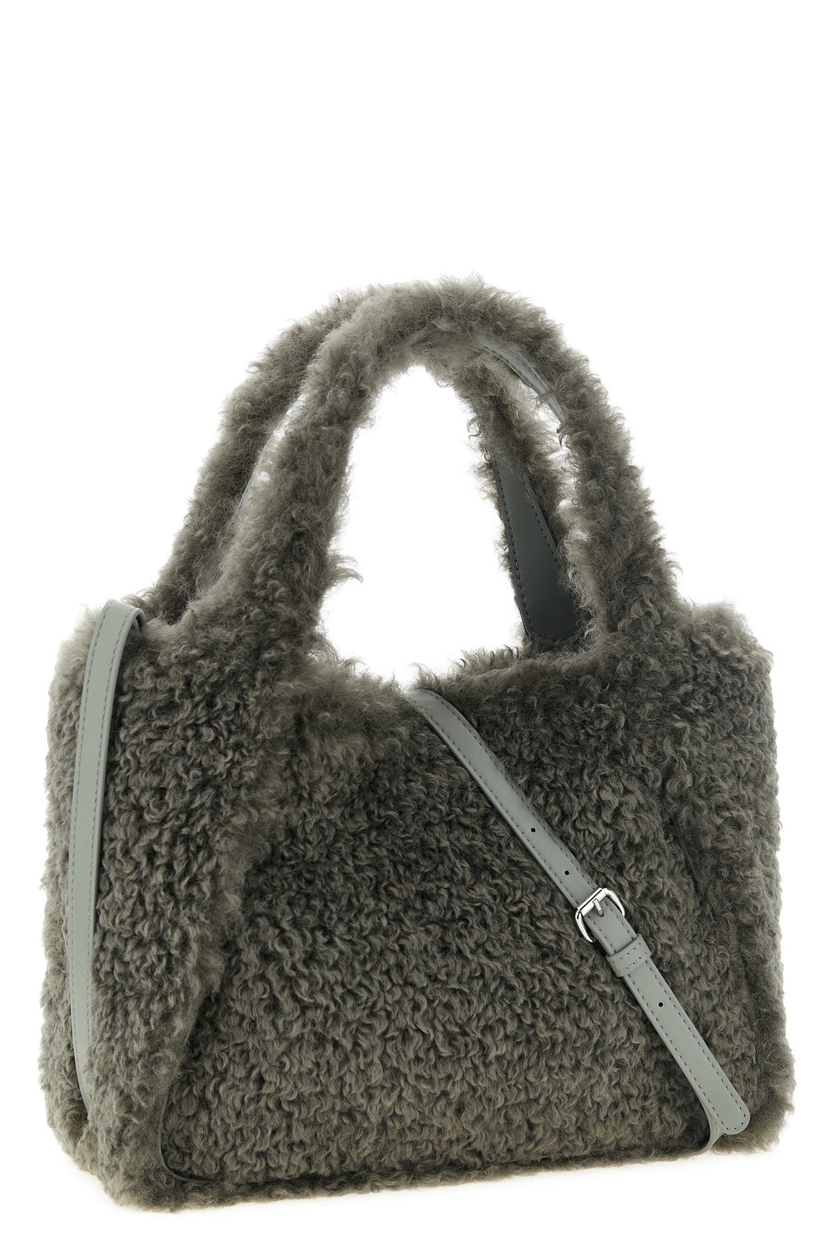 Logo Faux Shearling Tote