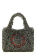 Logo Faux Shearling Tote