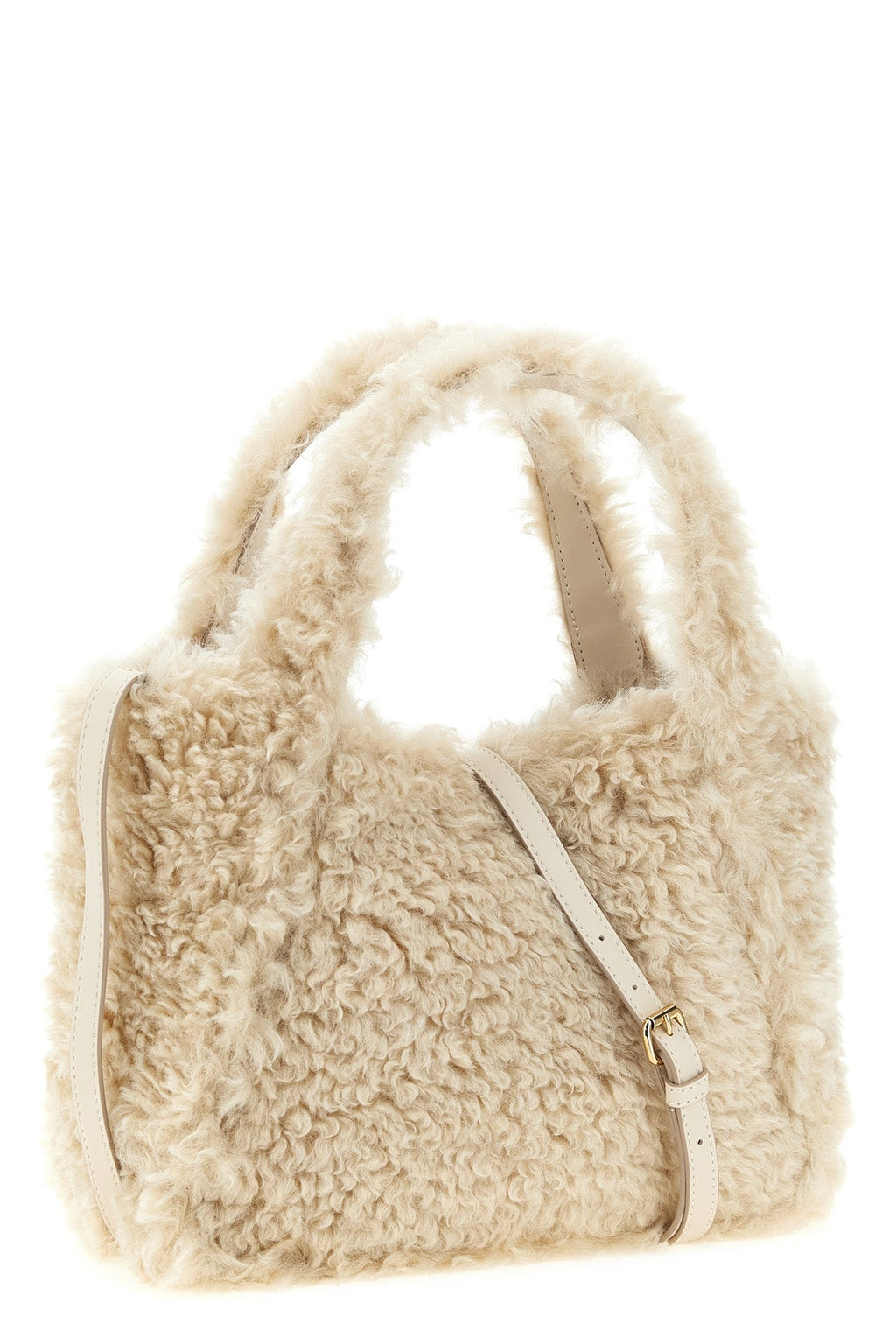 Logo Faux Shearling Tote