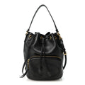 Glace Calfskin Embossed Secchiello Bucket Bag Black