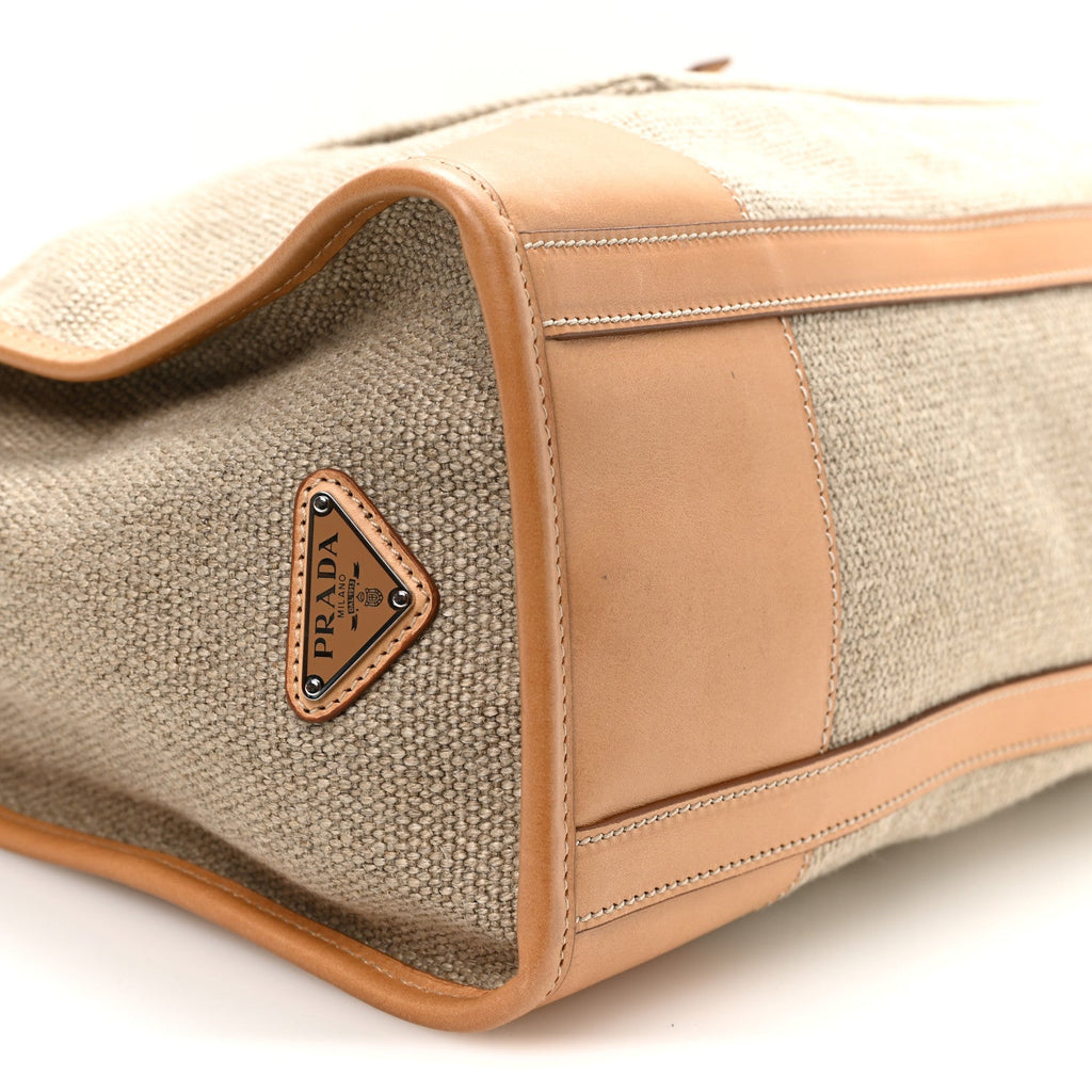 Linen Calfskin Bonnie Tote Bag Rope Natural