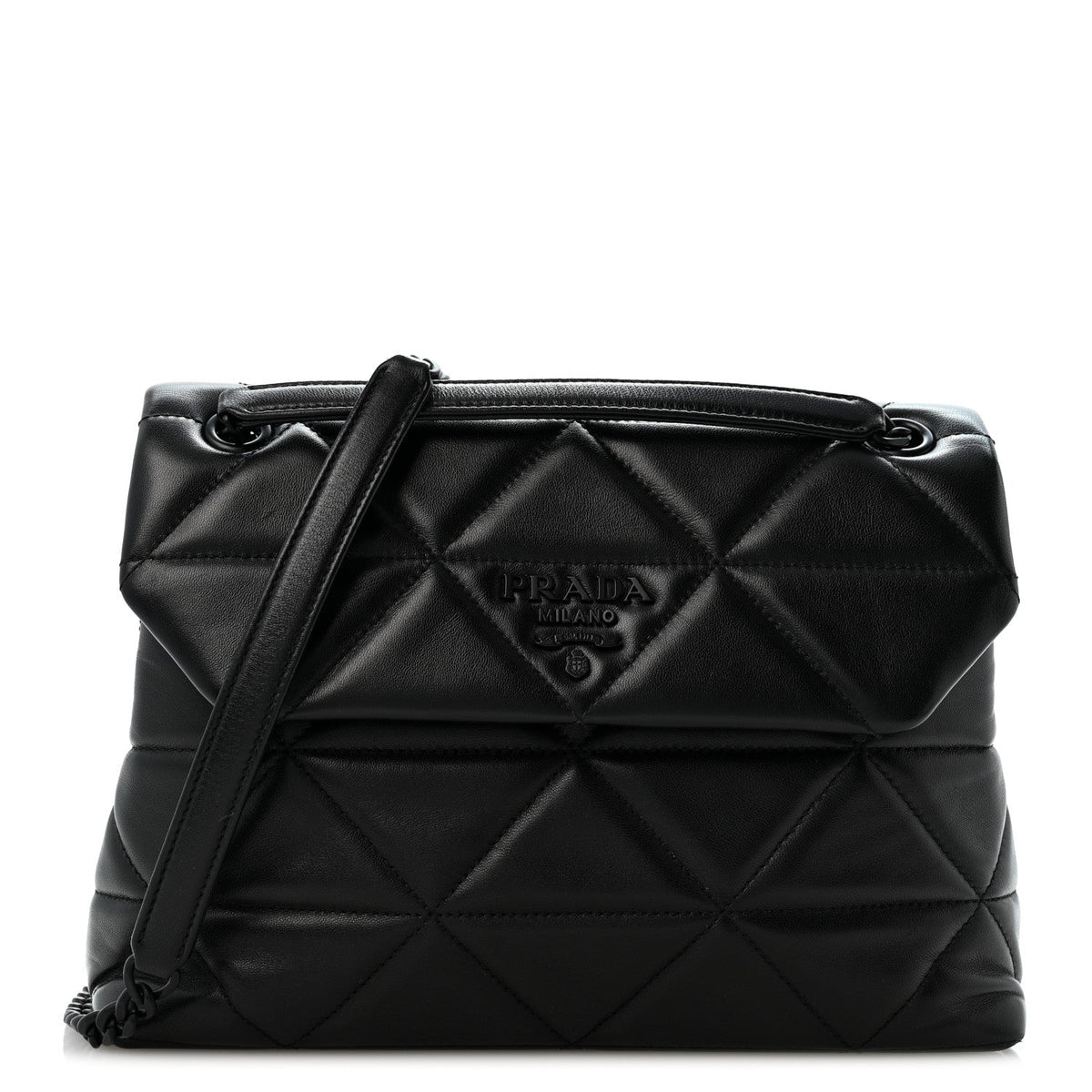 Nappa Triangle Stitched Large Spectrum Bag Black